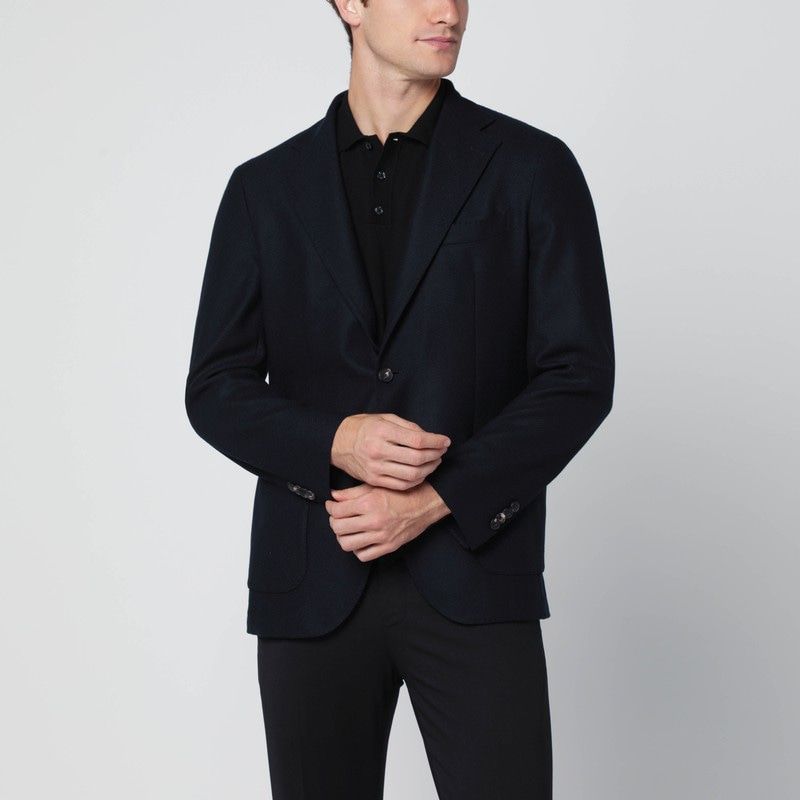 Navy Blue Singlebreasted Wool Jacket