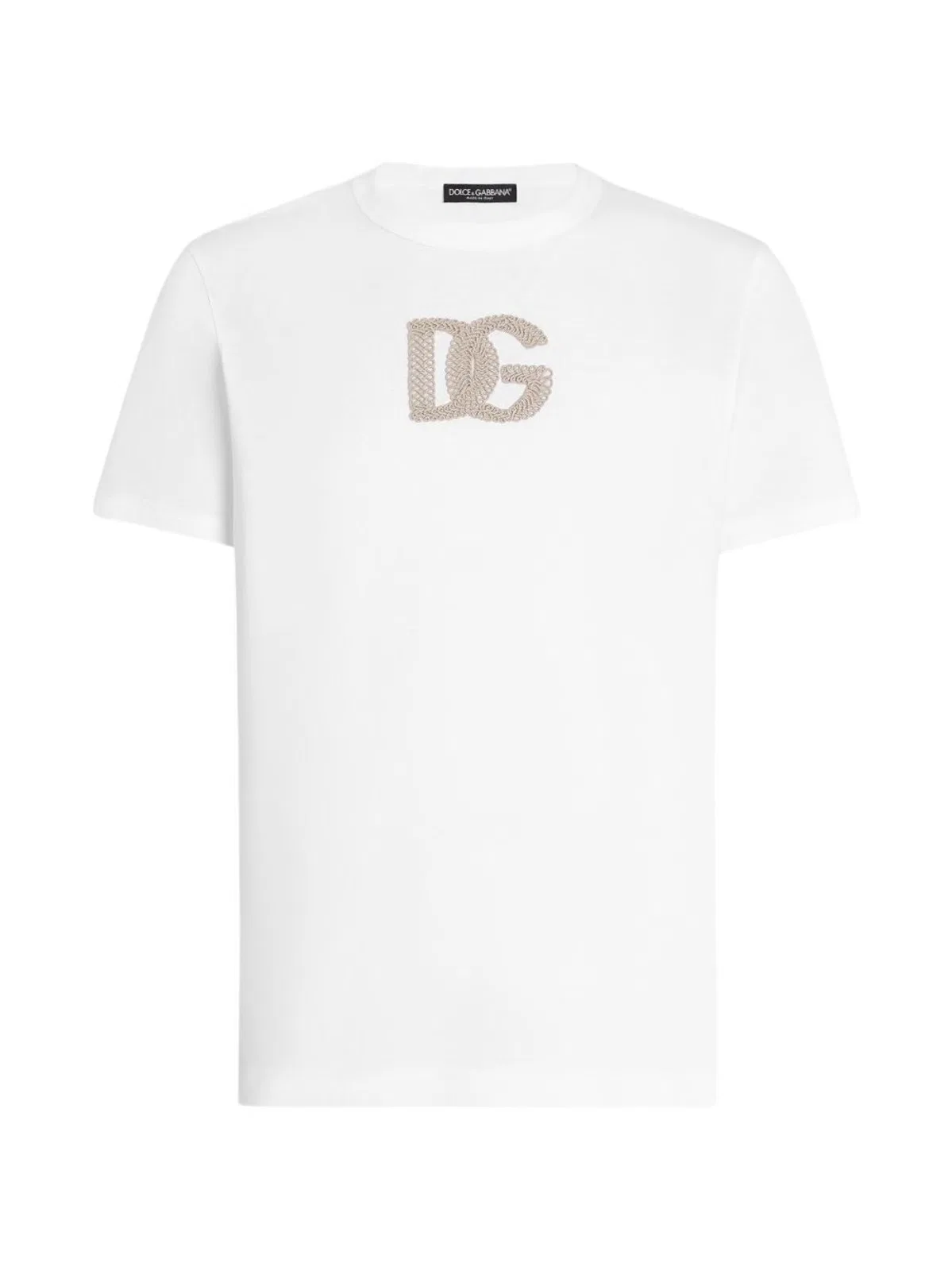 Dolce & Gabbana Cotton T-shirt With Patch Logo On The Front In White