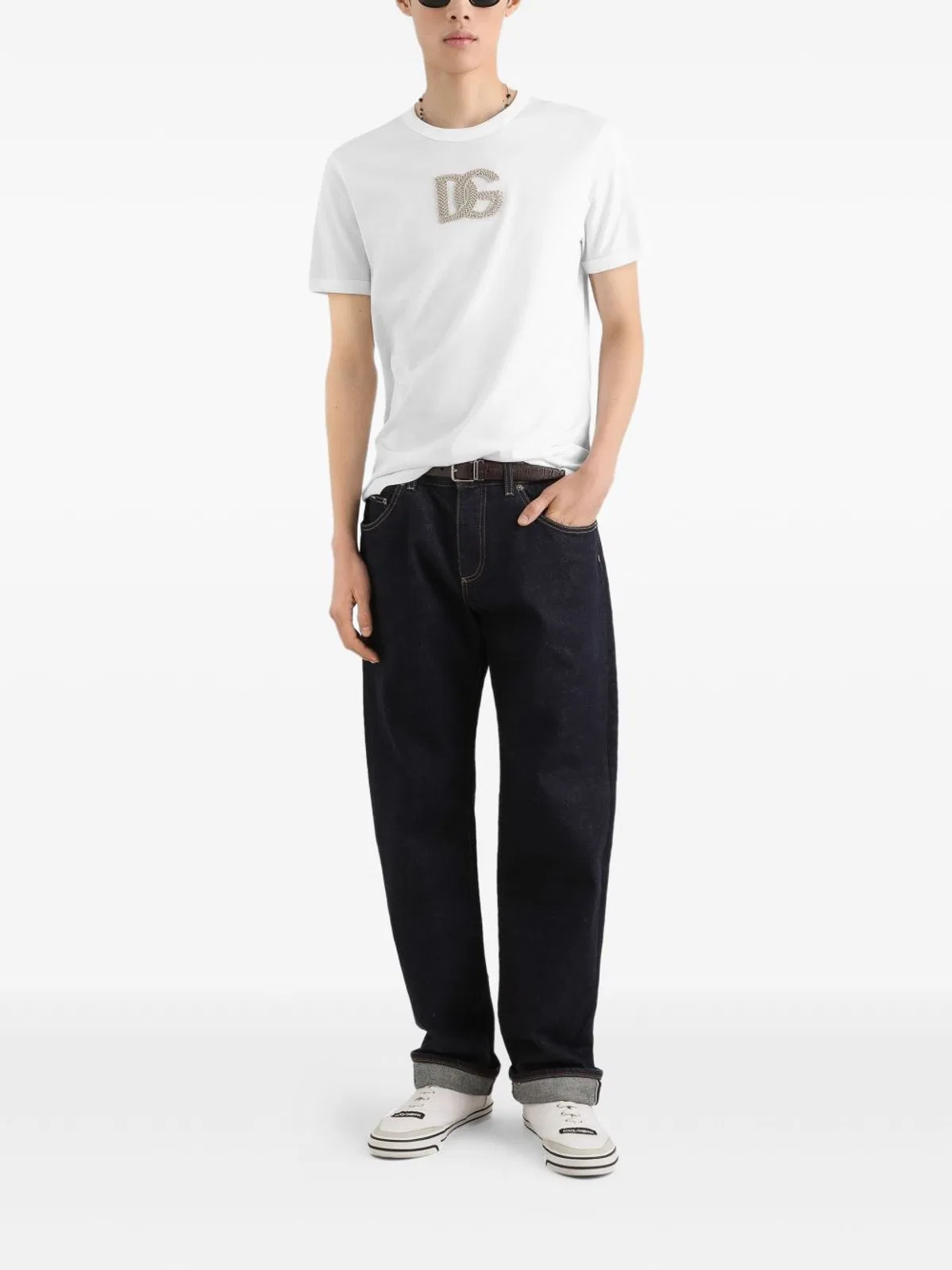 Dolce & Gabbana Cotton T-shirt With Patch Logo On The Front In White
