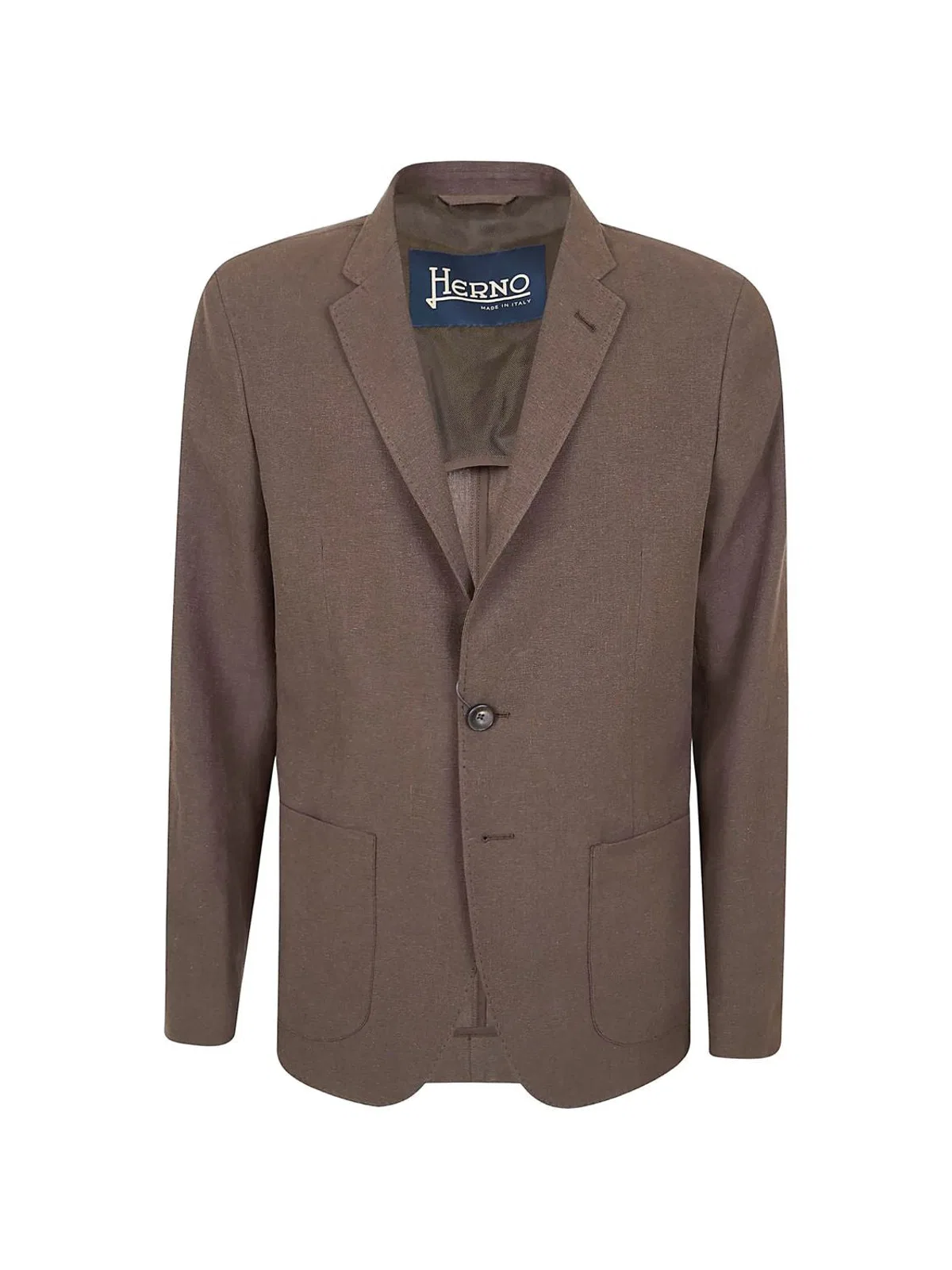 Herno Marrone Os Linen Cotton Blazer