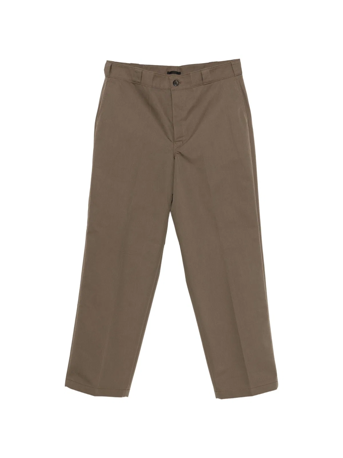 Prada Logo-plaque Straight-leg Trousers In Brown