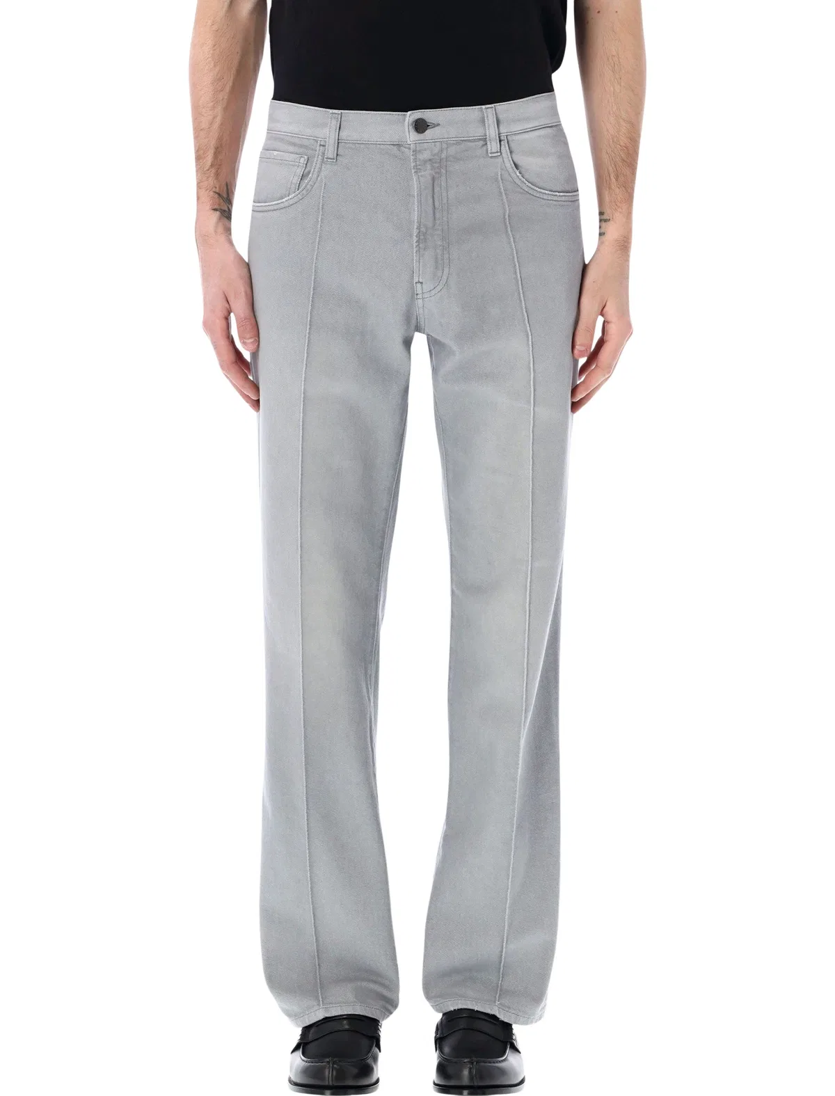 Five-Pocket Washed Denim Jeans