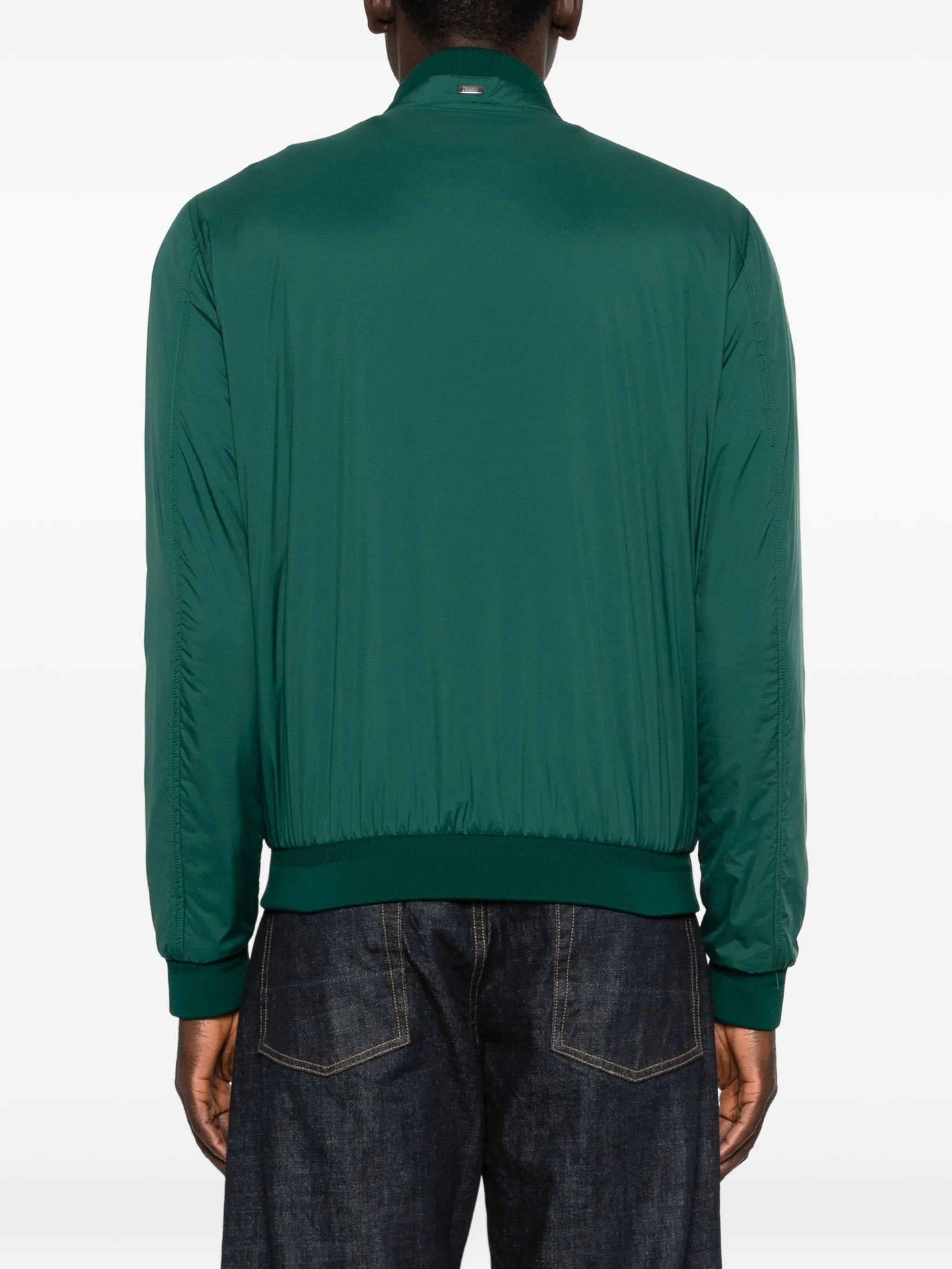Herno Green Polyamide Bomber Liscio Ecoage In Green
