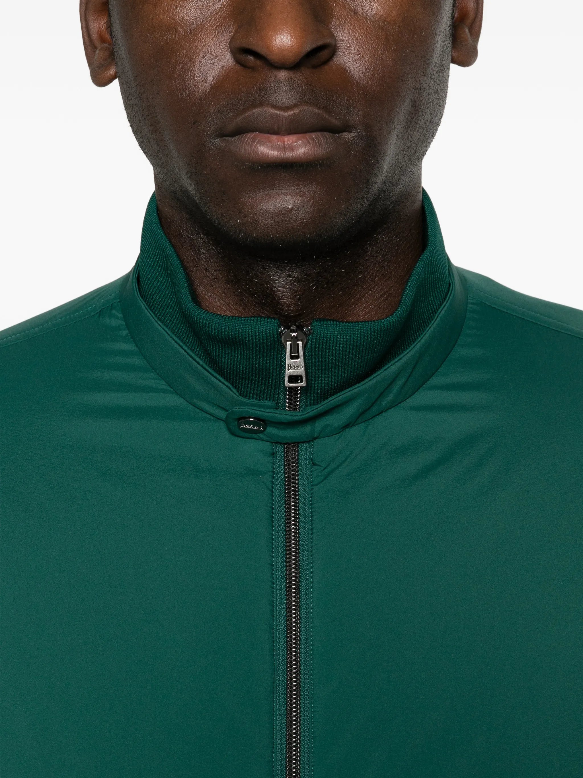Herno Green Polyamide Bomber Liscio Ecoage In Green