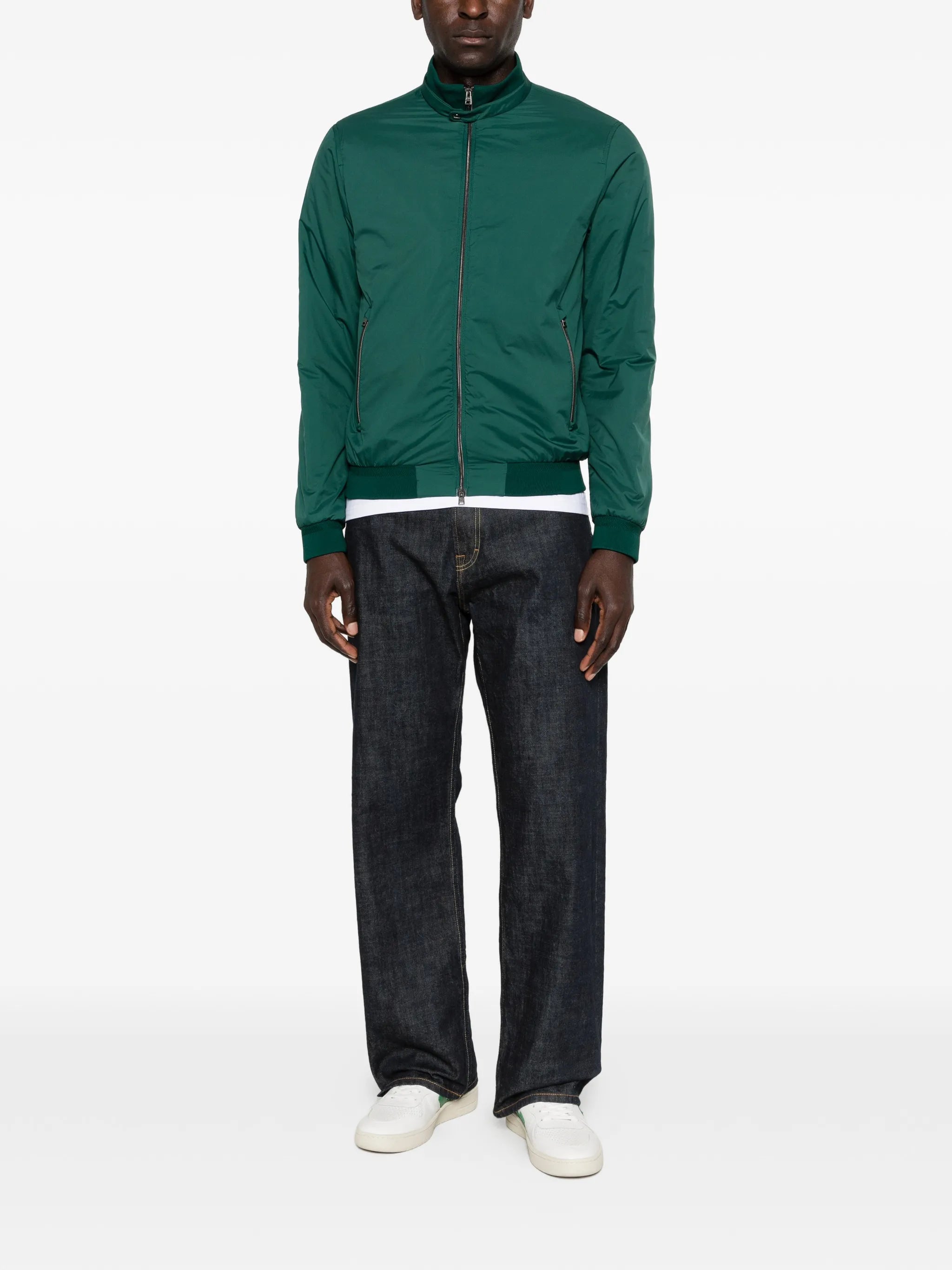 Herno Green Polyamide Bomber Liscio Ecoage In Green