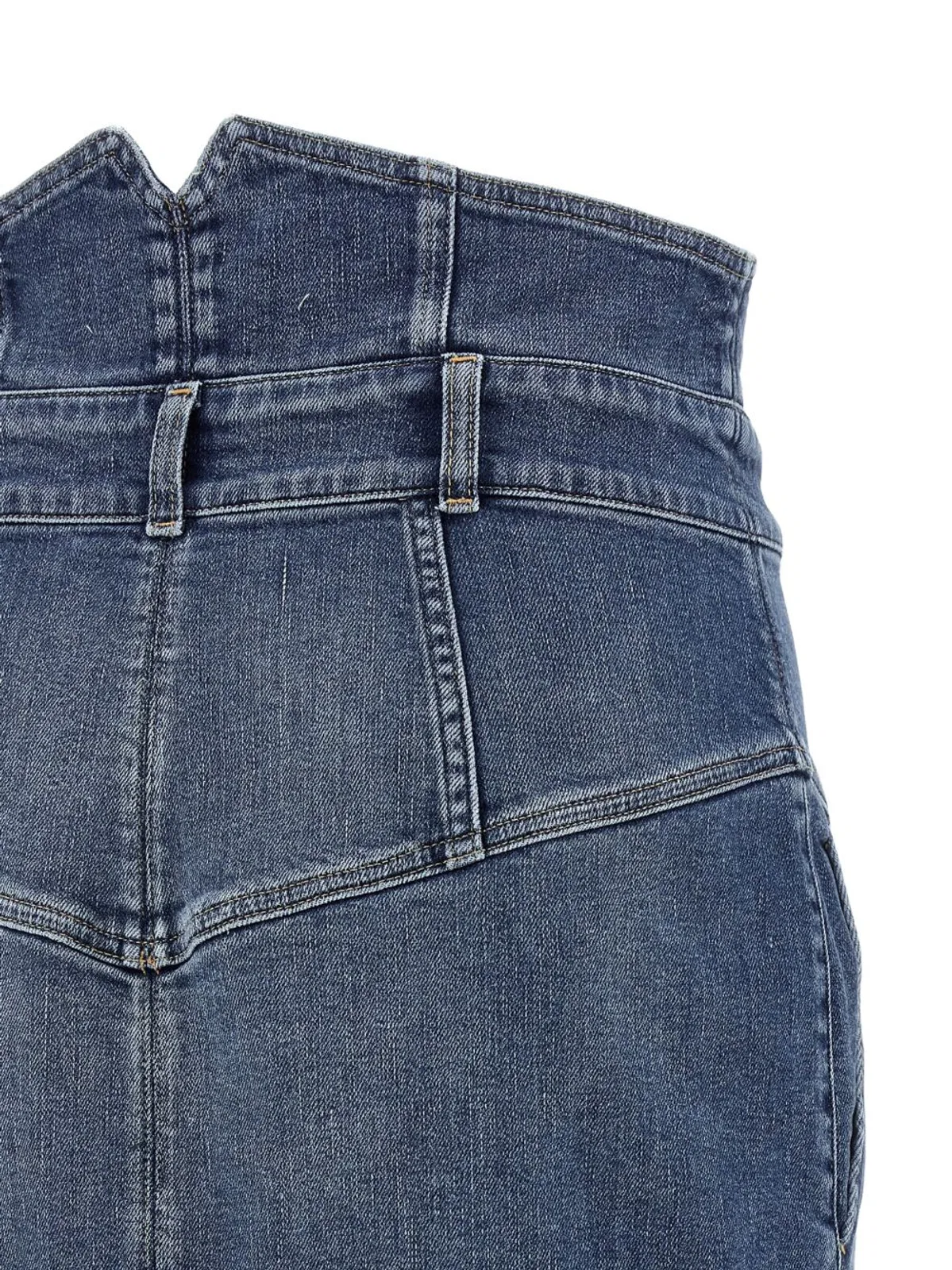 Elisabetta Franchi Denim Midi Skirt In Blue