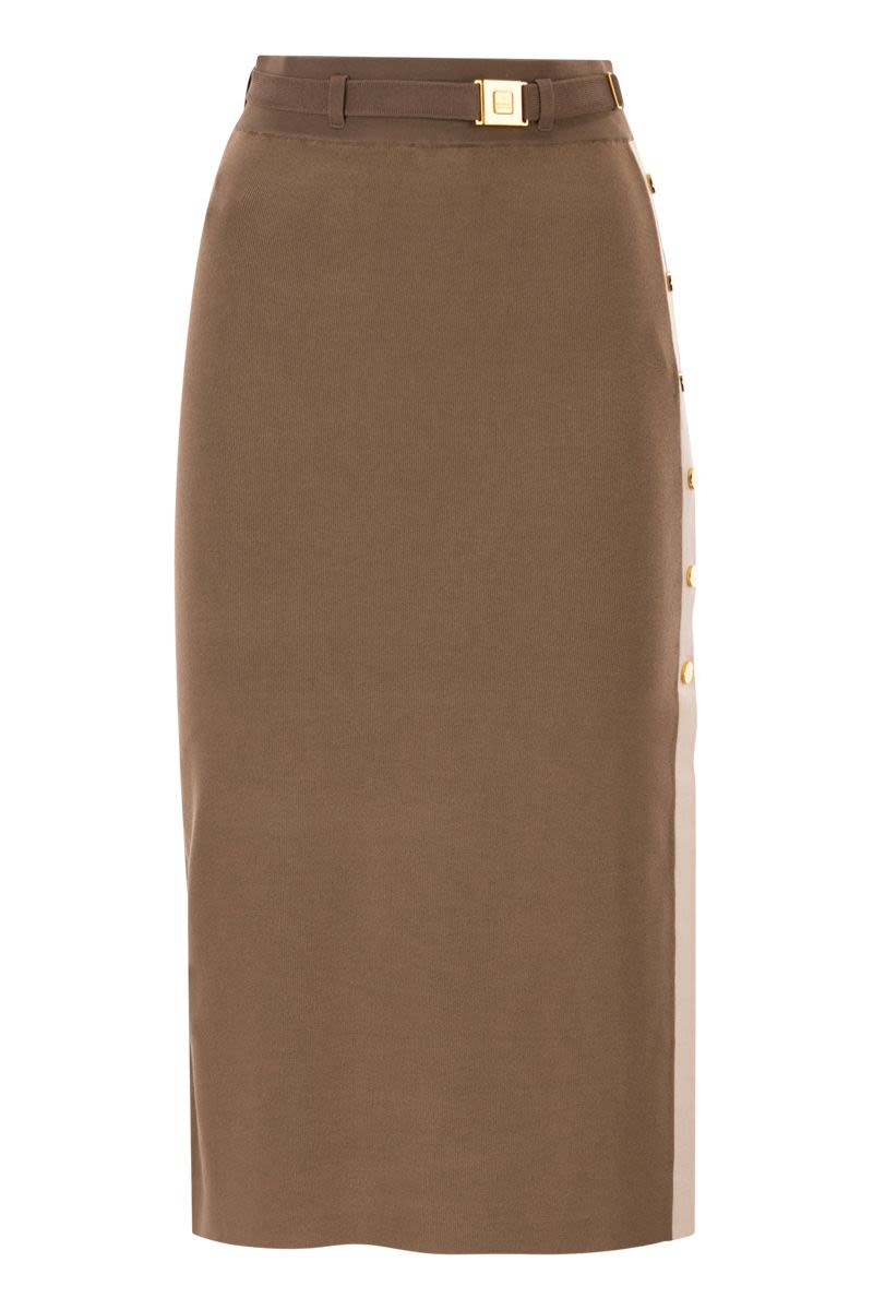 Knitted Skirt With Shiny Viscose Bands