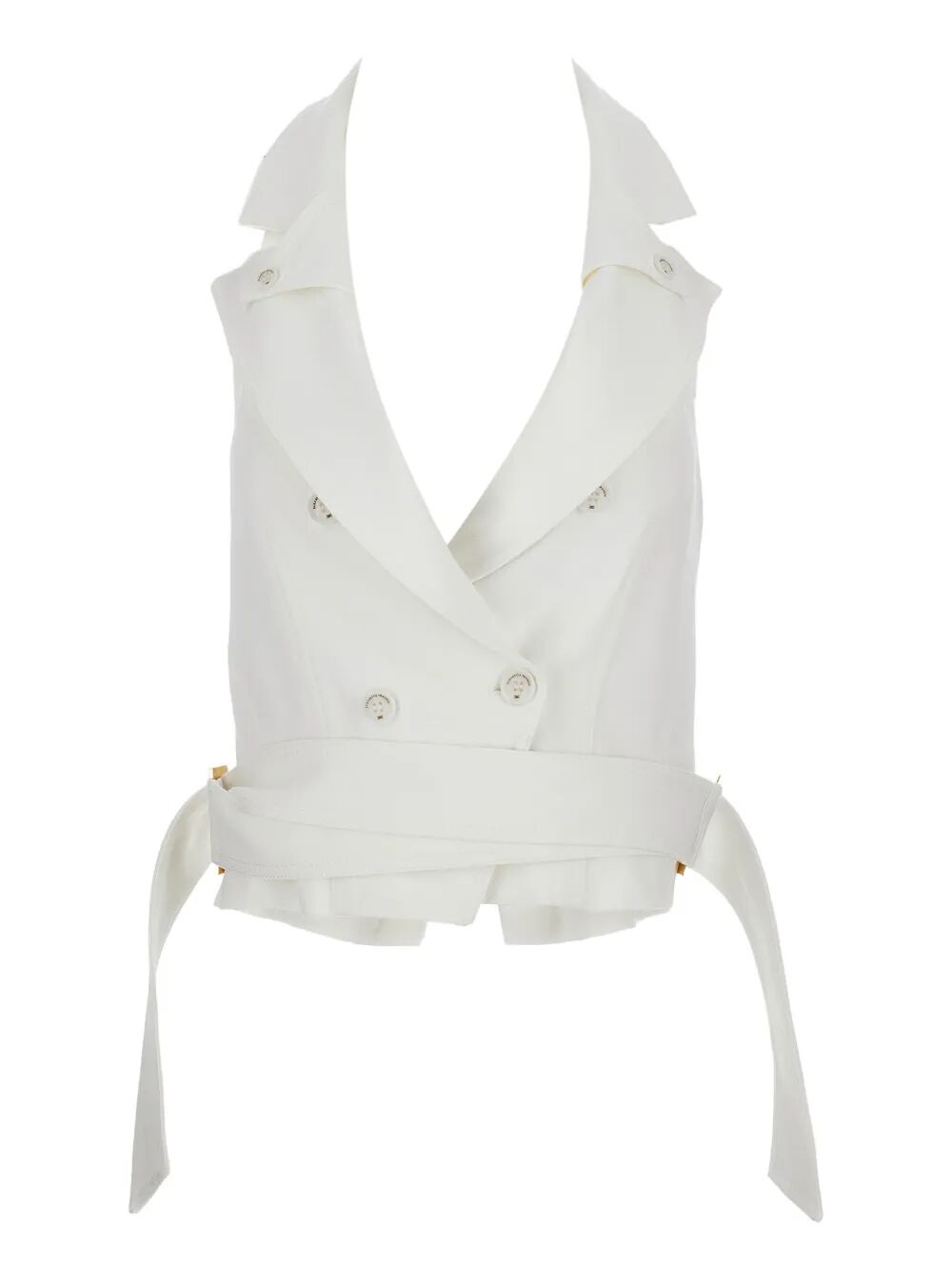 White Denim Vest Open Back
