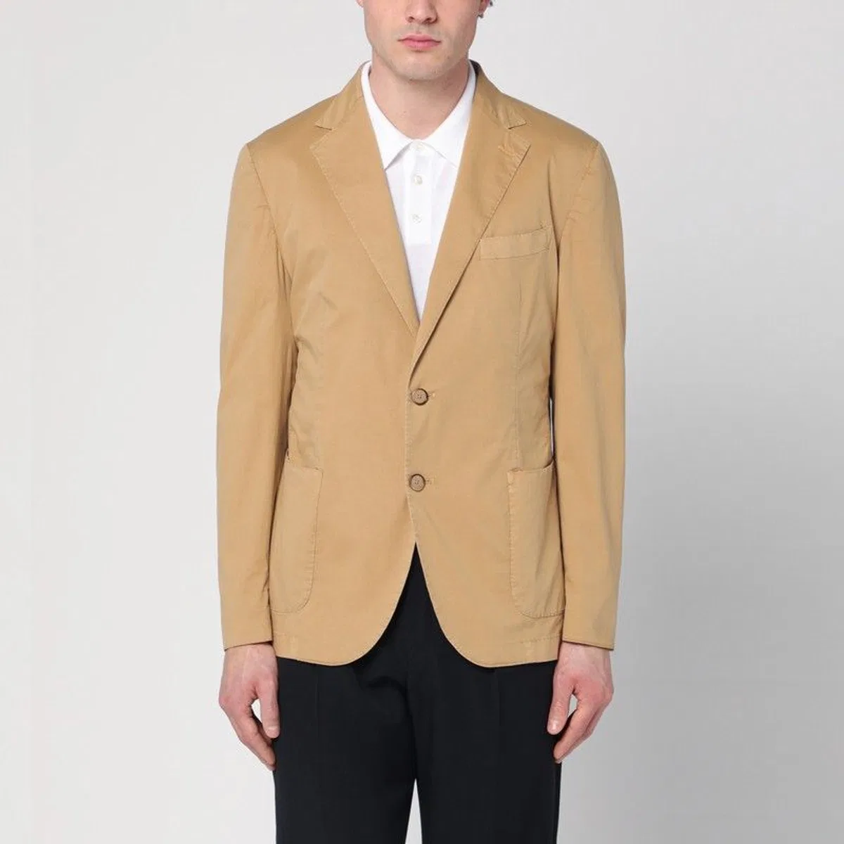 Walnut-Coloured Single-Breasted Jacket In Cotton