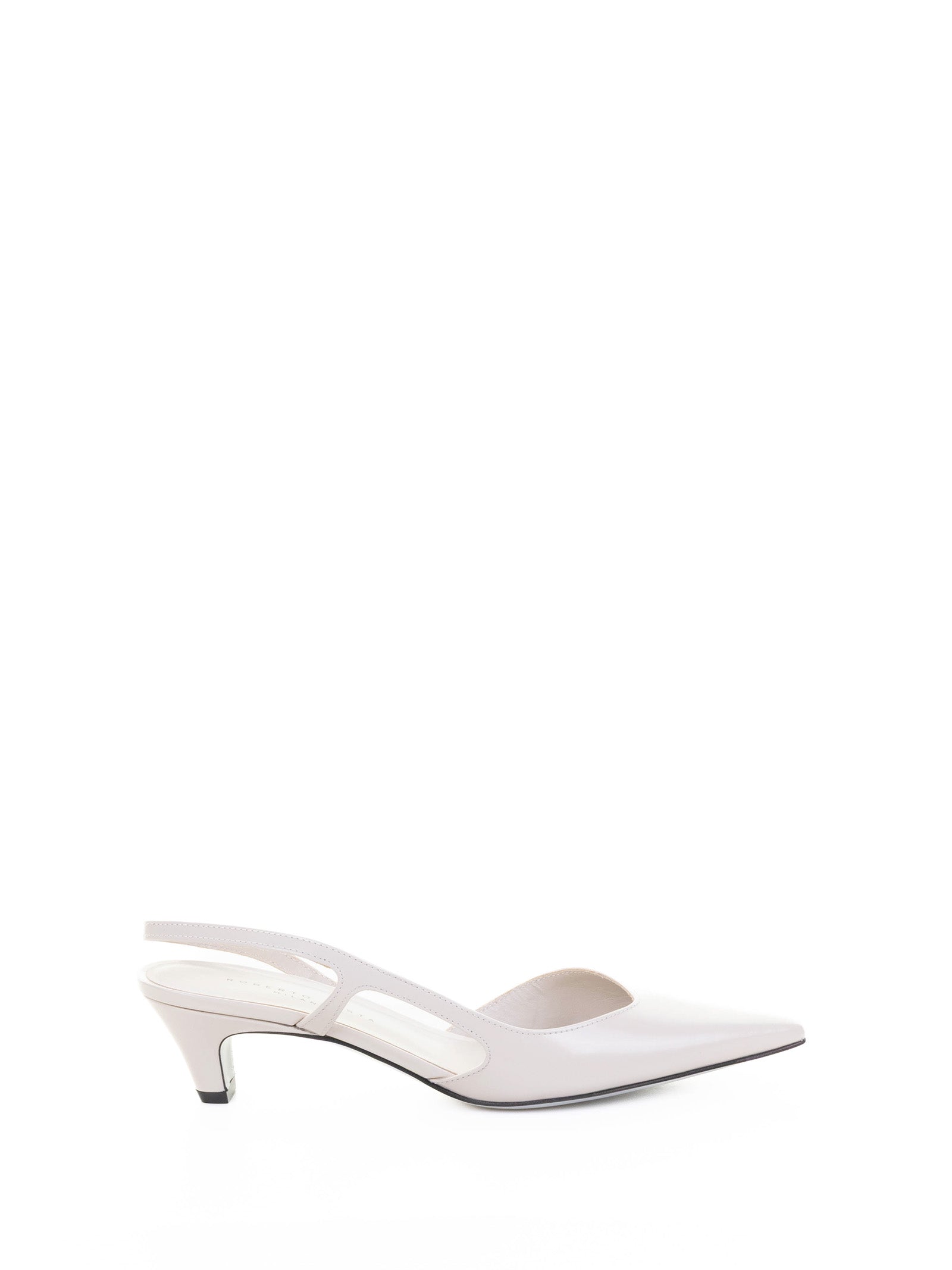Beige Brushed Leather Slingback Pumps