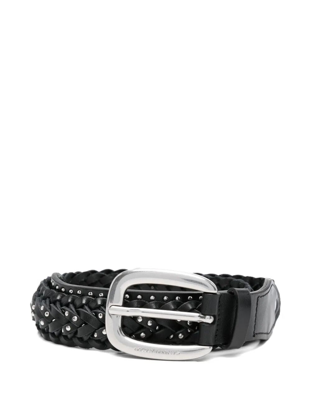 "Braided Houston" Washed Leather With Micro Studs Belt
