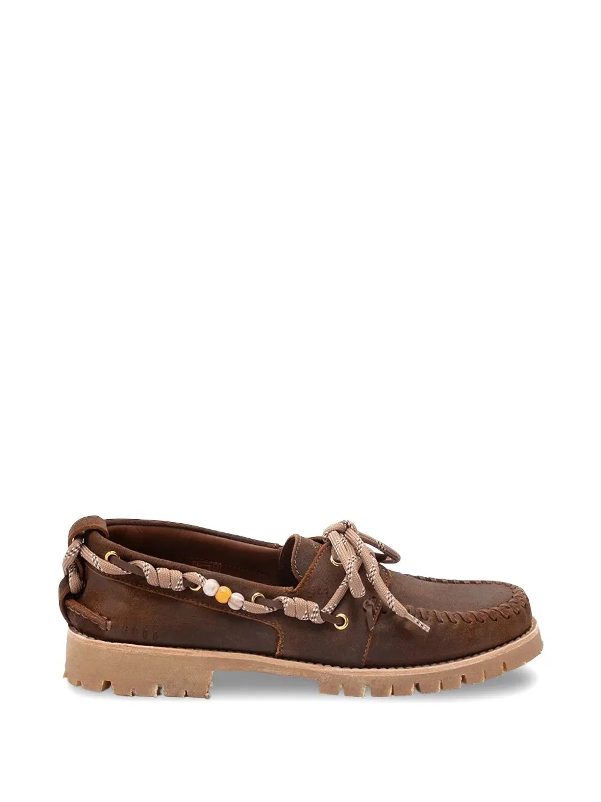 "Cruise Loafer" Waxed Suede Upper With Decorative Laces Tank Sole