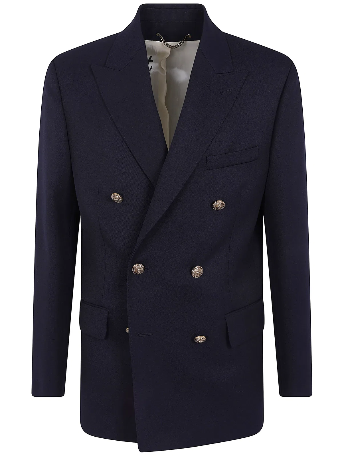 "Golden M`S" Double Breasted Blazer Compact Gabardine Wool