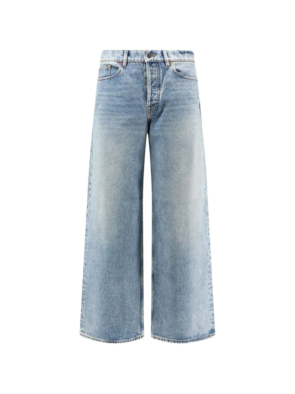 Faded-Effect Wide-Leg Jeans