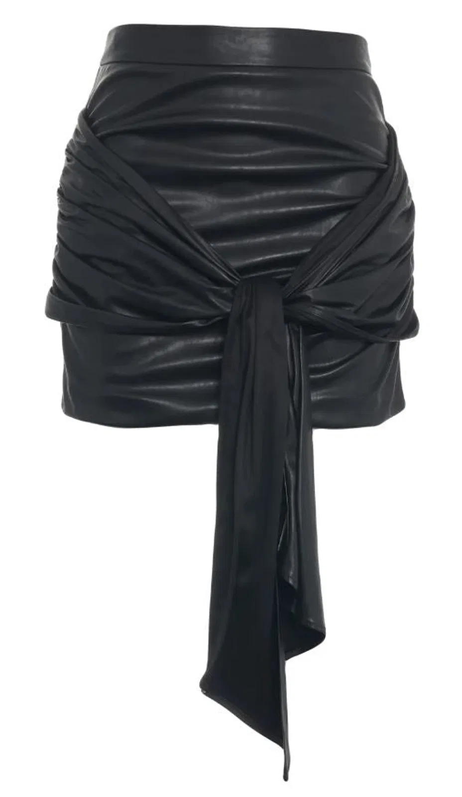 Black Ruched Effect Tie-Front Detail Draped Design Rear Zip Fastening Gold-Tone Hardware Fitted Silhouette