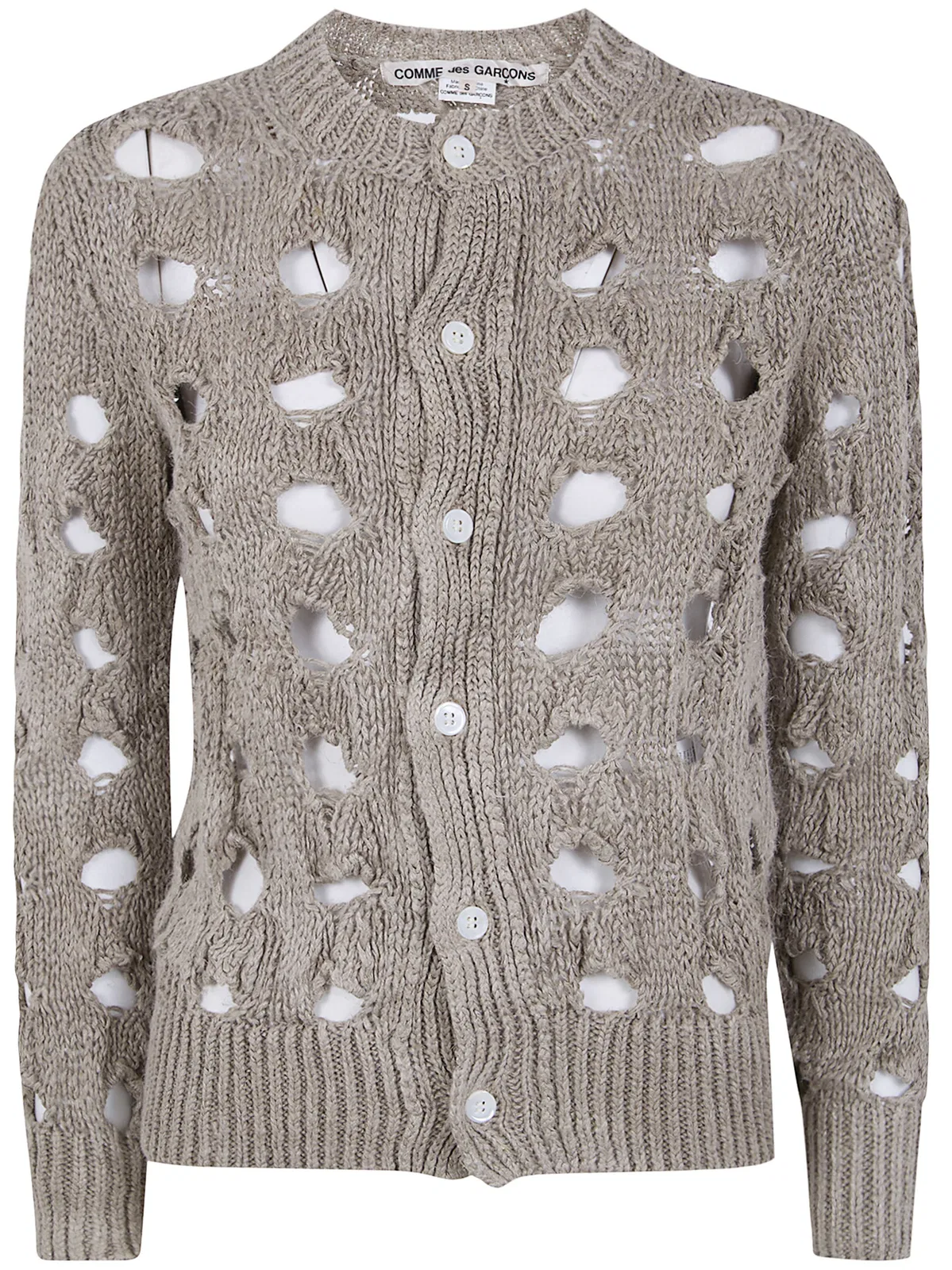 Comme Des Garçons Round Neck Cardigan In Beige