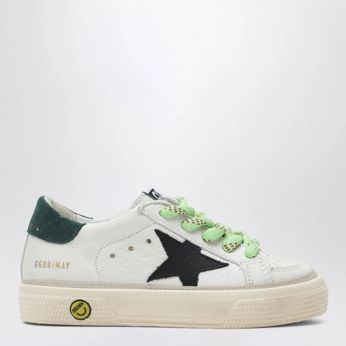 May Sneakers In White/Black/Green Leather