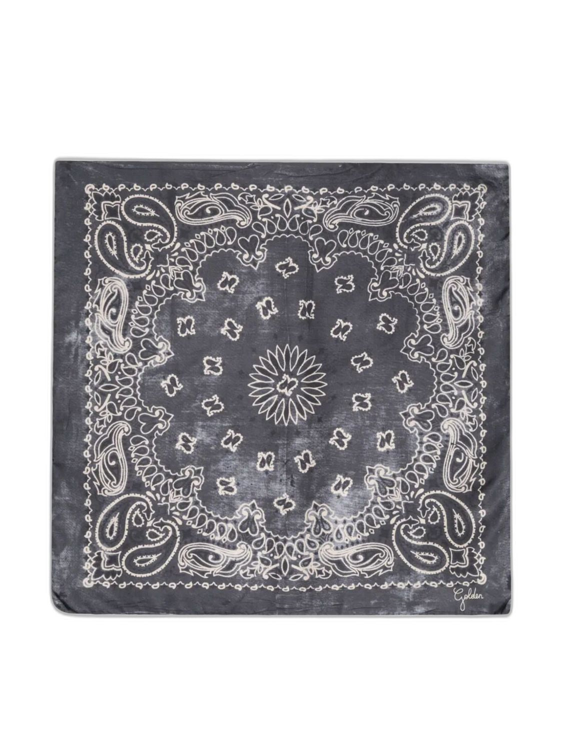 "Golden Foulard Paisley" Print Silk