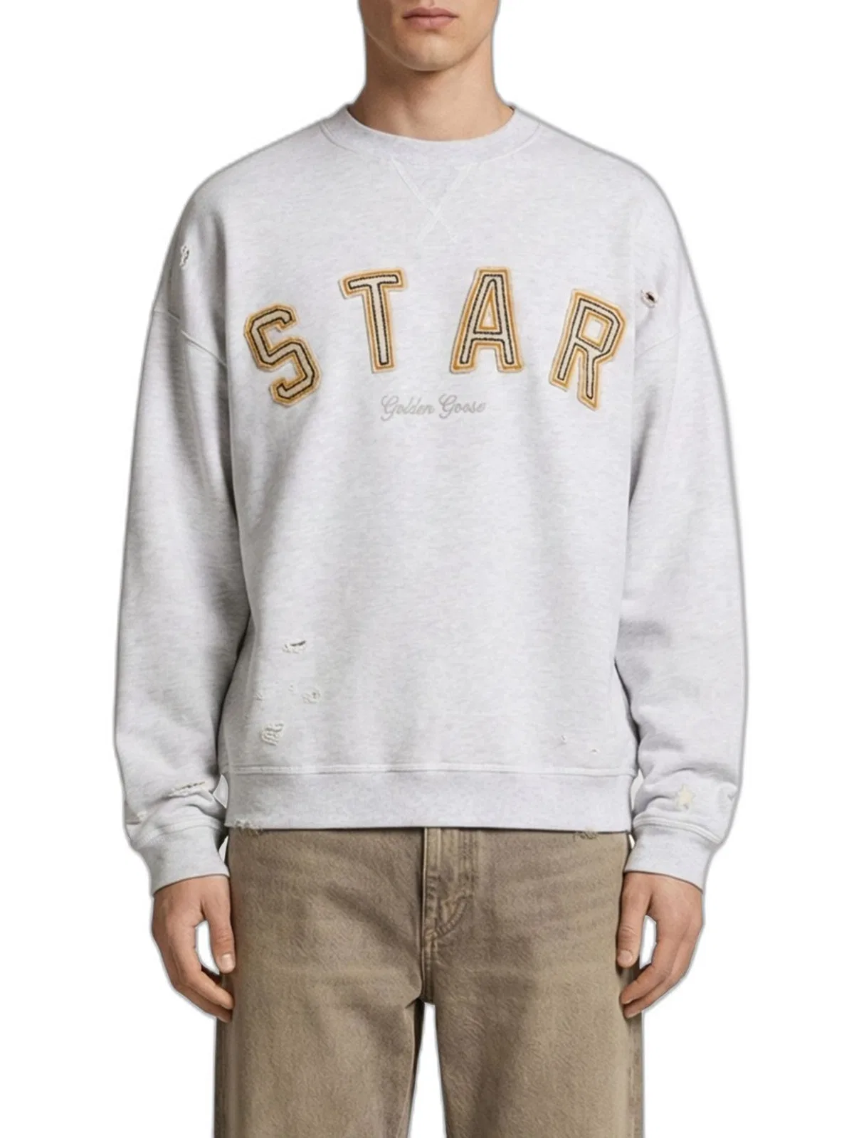 Melange Cotton Star Sweatshirt With Embroidery