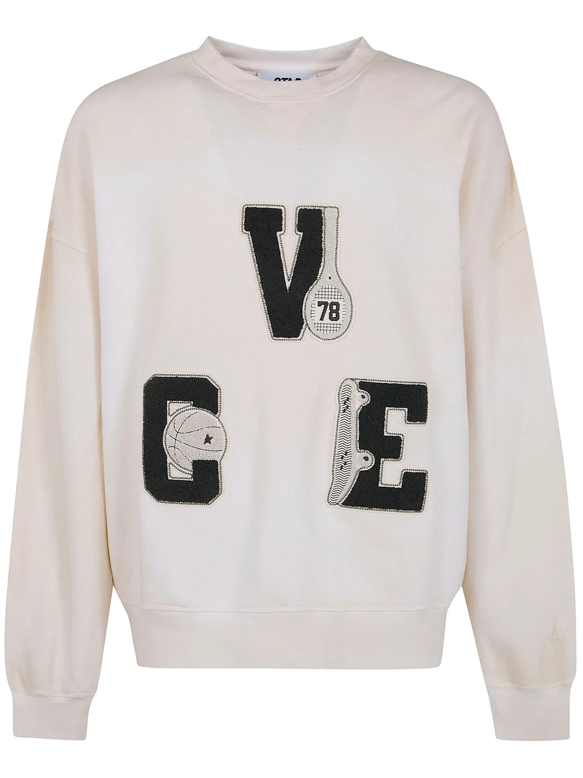 White Crewneck Sweatshirt With Patches