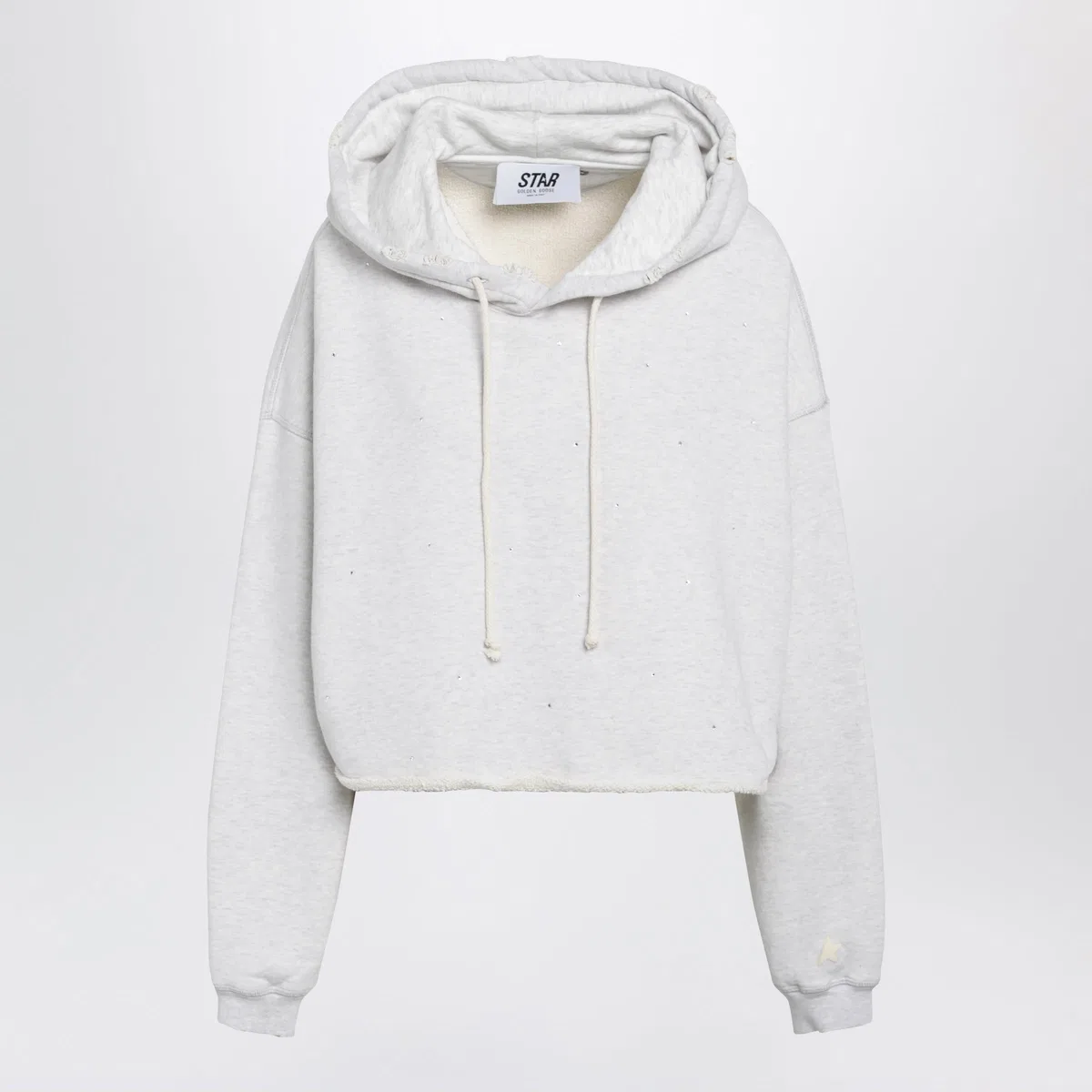 Star Sweatshirt With Crystal Embroidery In Grey Cotton