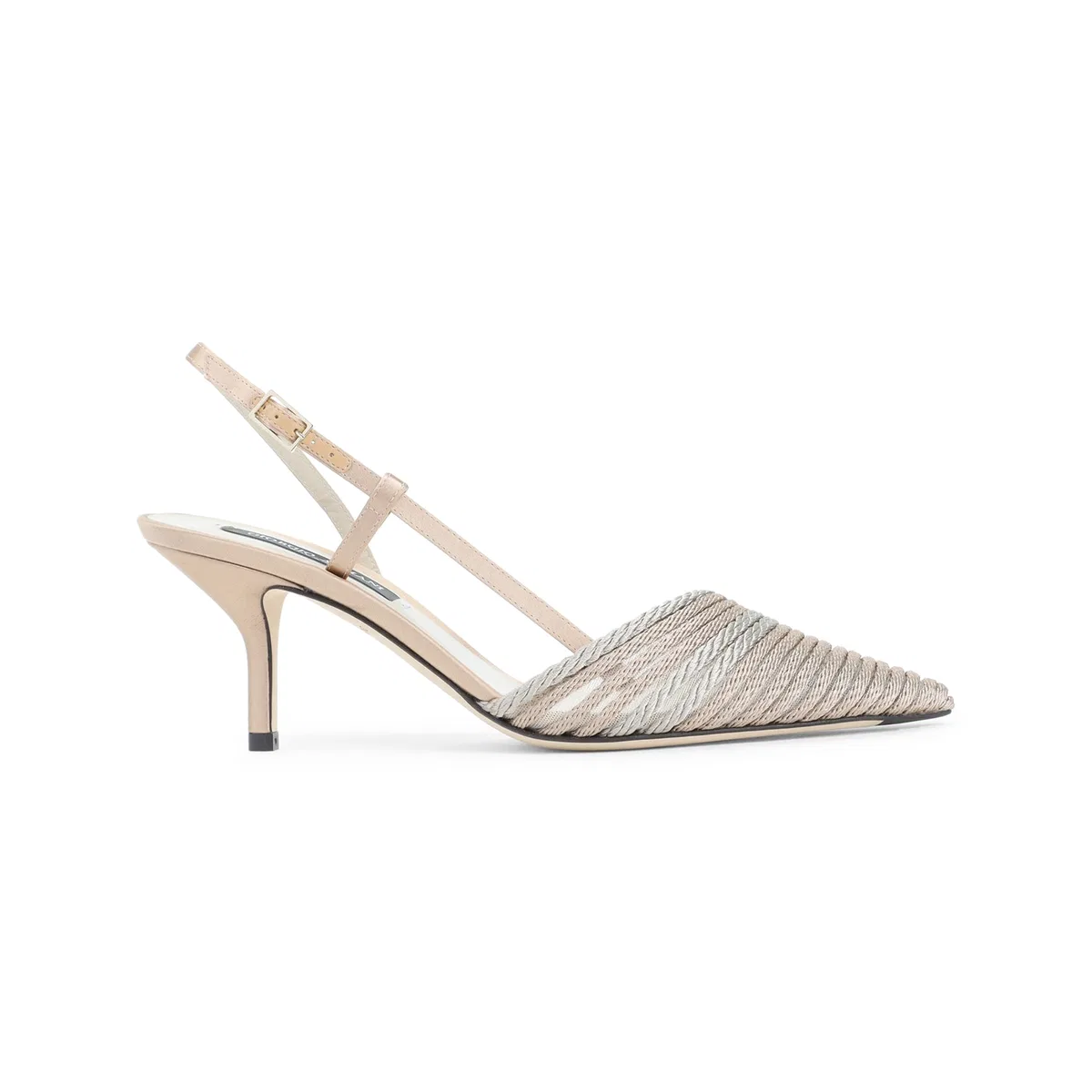 Nude And Taupe Satin Slingback