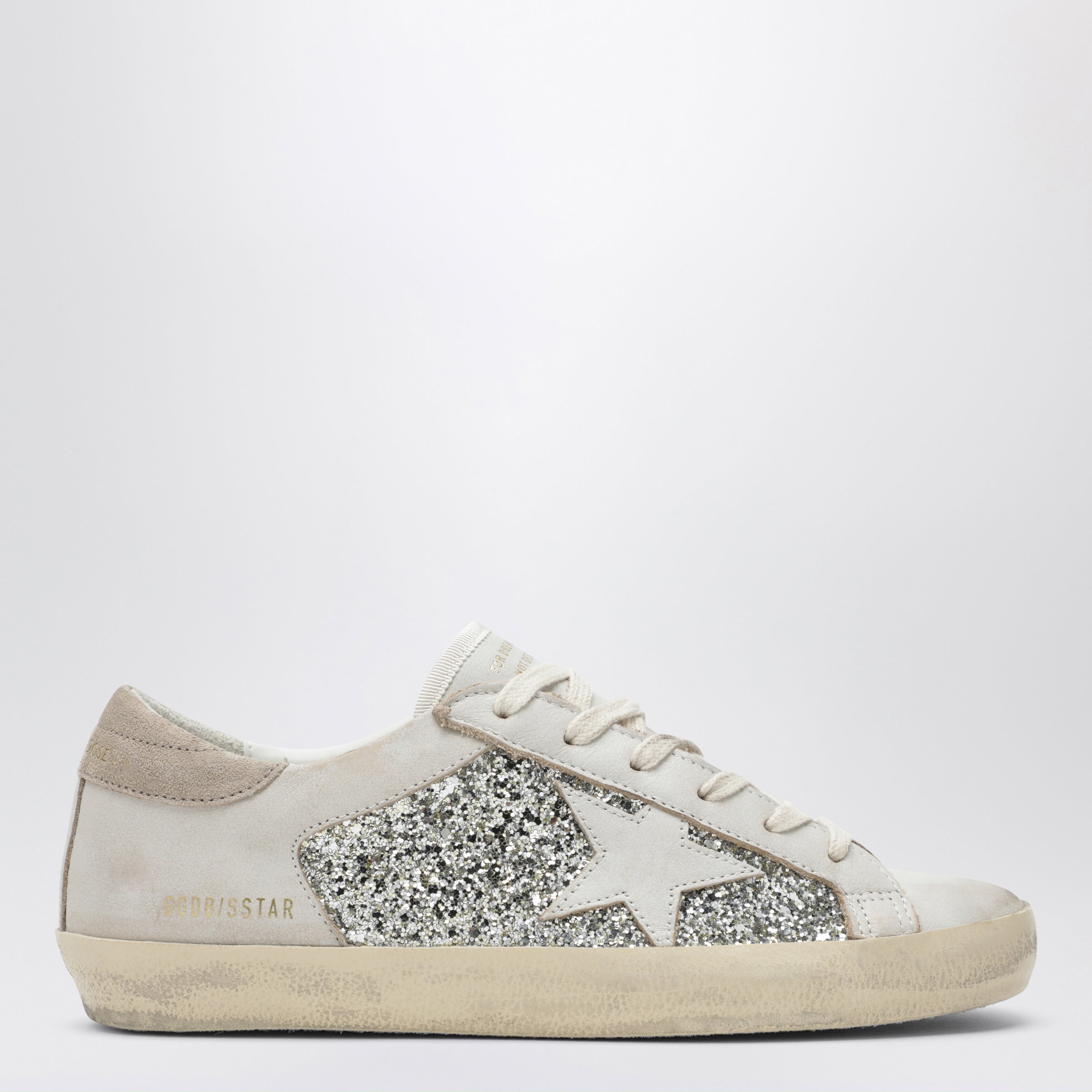 White/Platinum Glitter Super-Star Sneakers