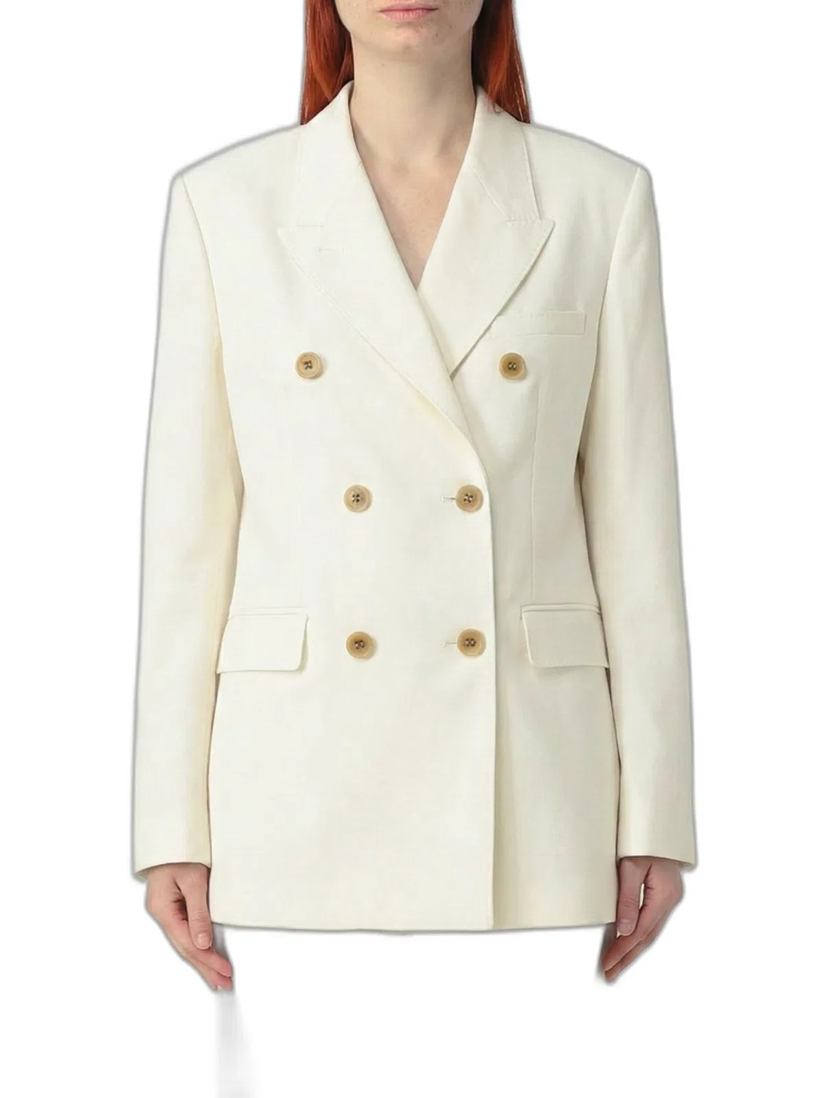Double-Breasted Wool Blend Blazer