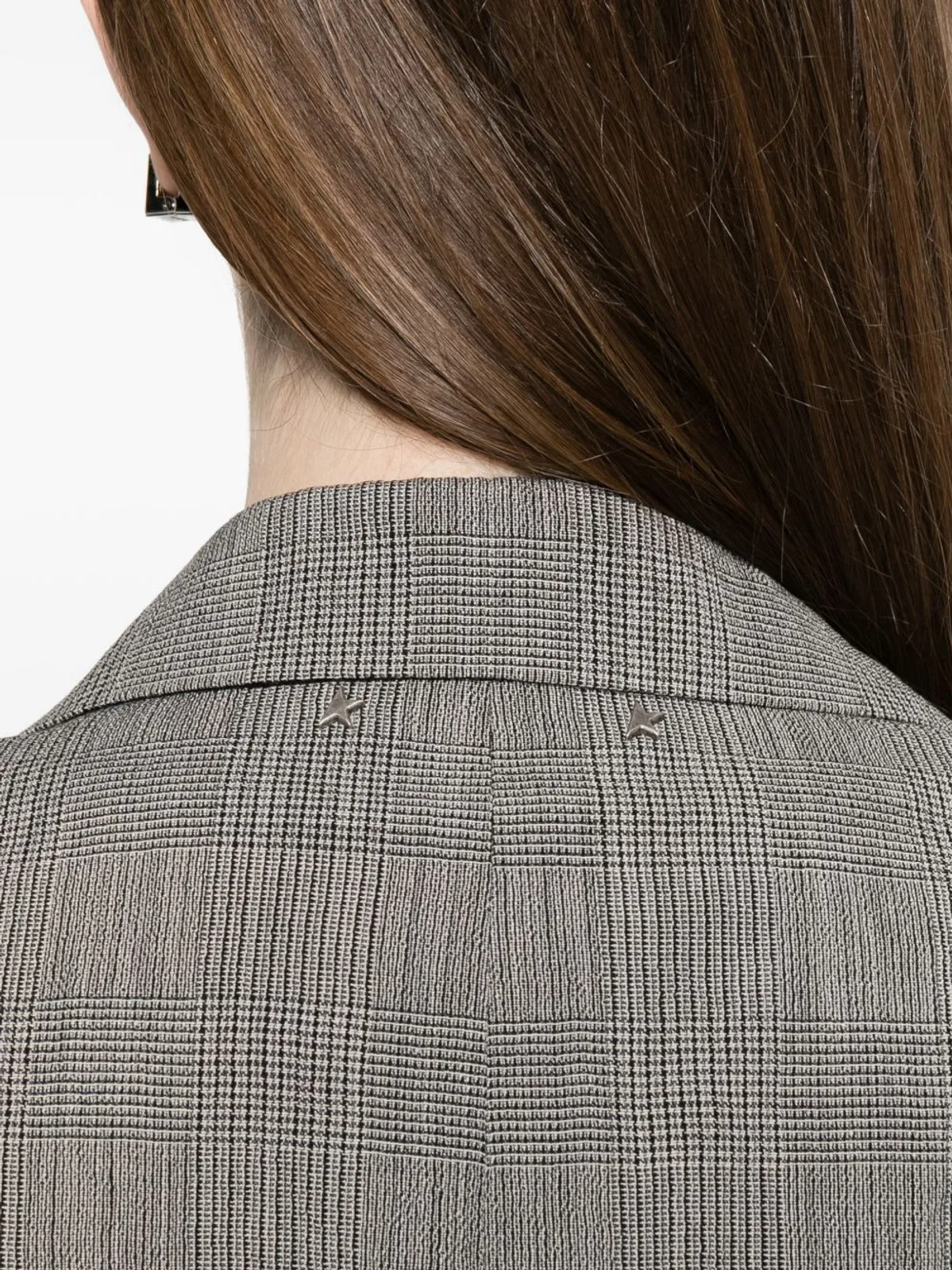 Golden Goose Wool Single Breasted Jacket Check Pattern In Gray
