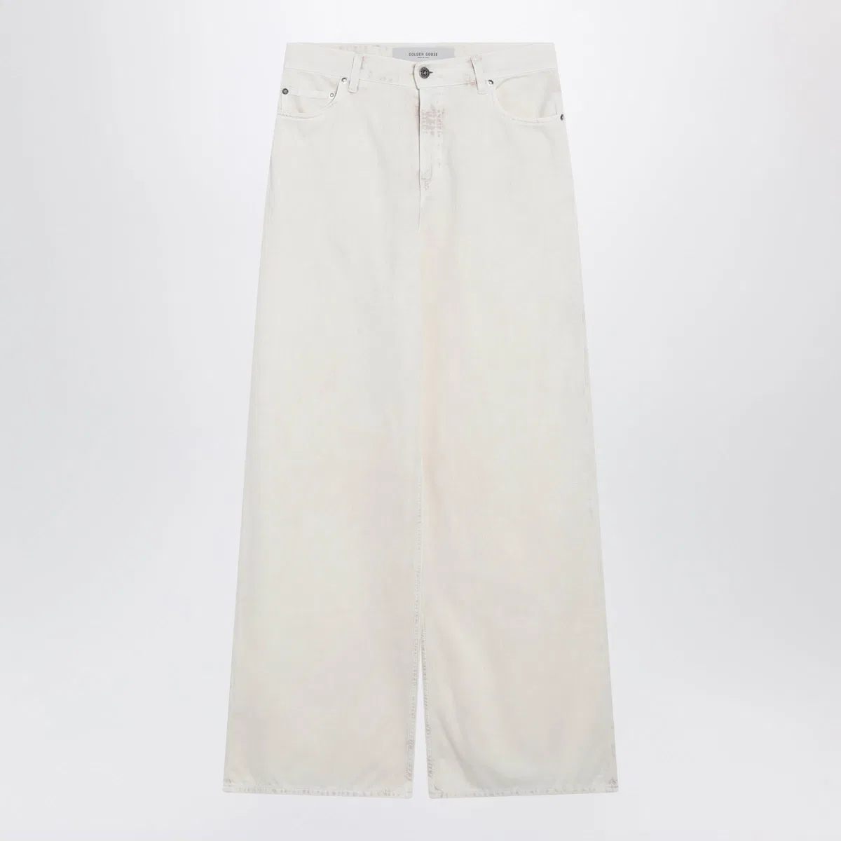 White Wide-Leg Denim Trousers