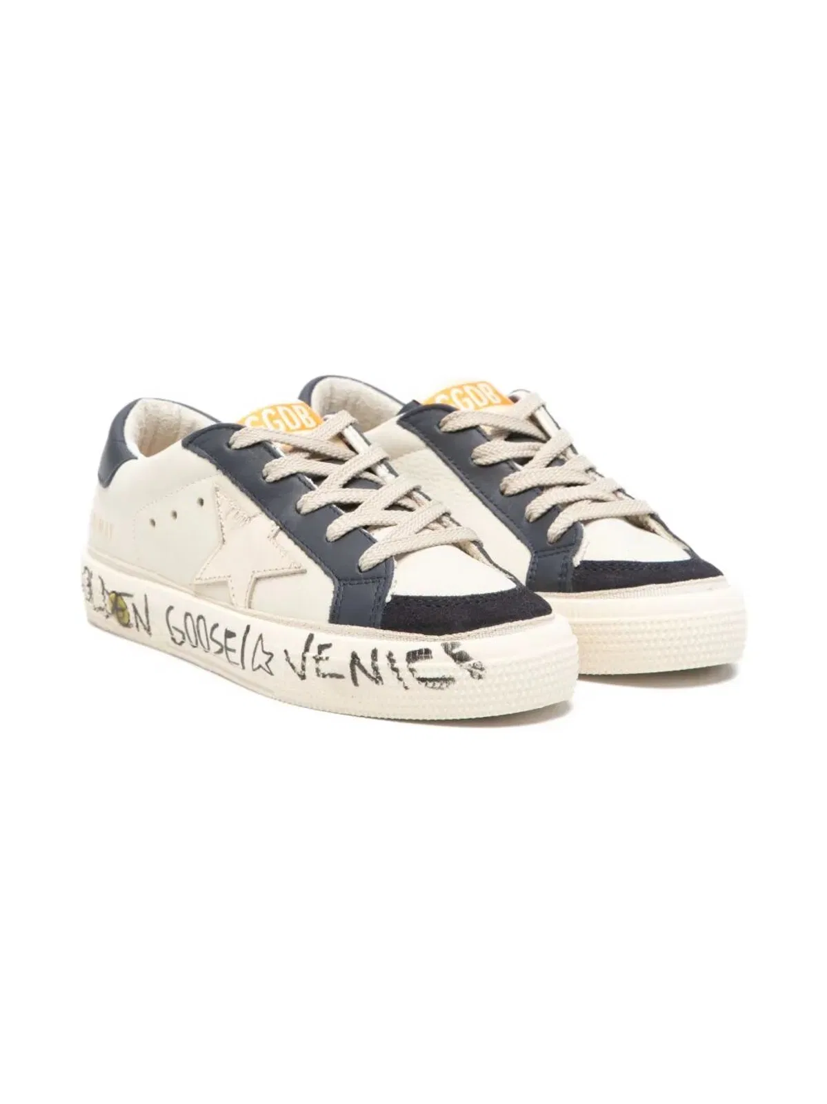 Kids White/Blue May Sneakers With Platinum Star