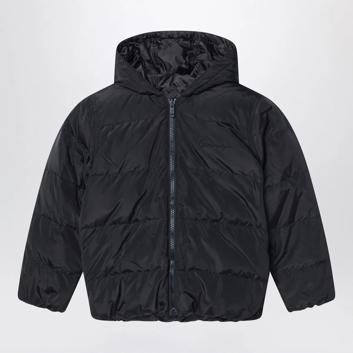 Kids Black Puffer Jacket With G Print