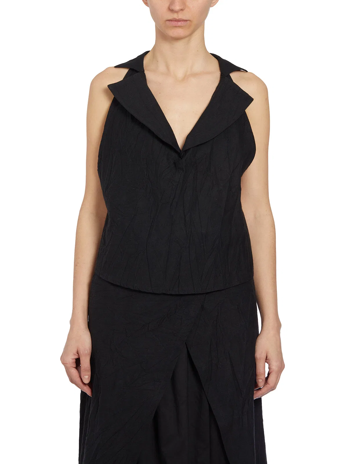 Gilet In Lino Con Rever