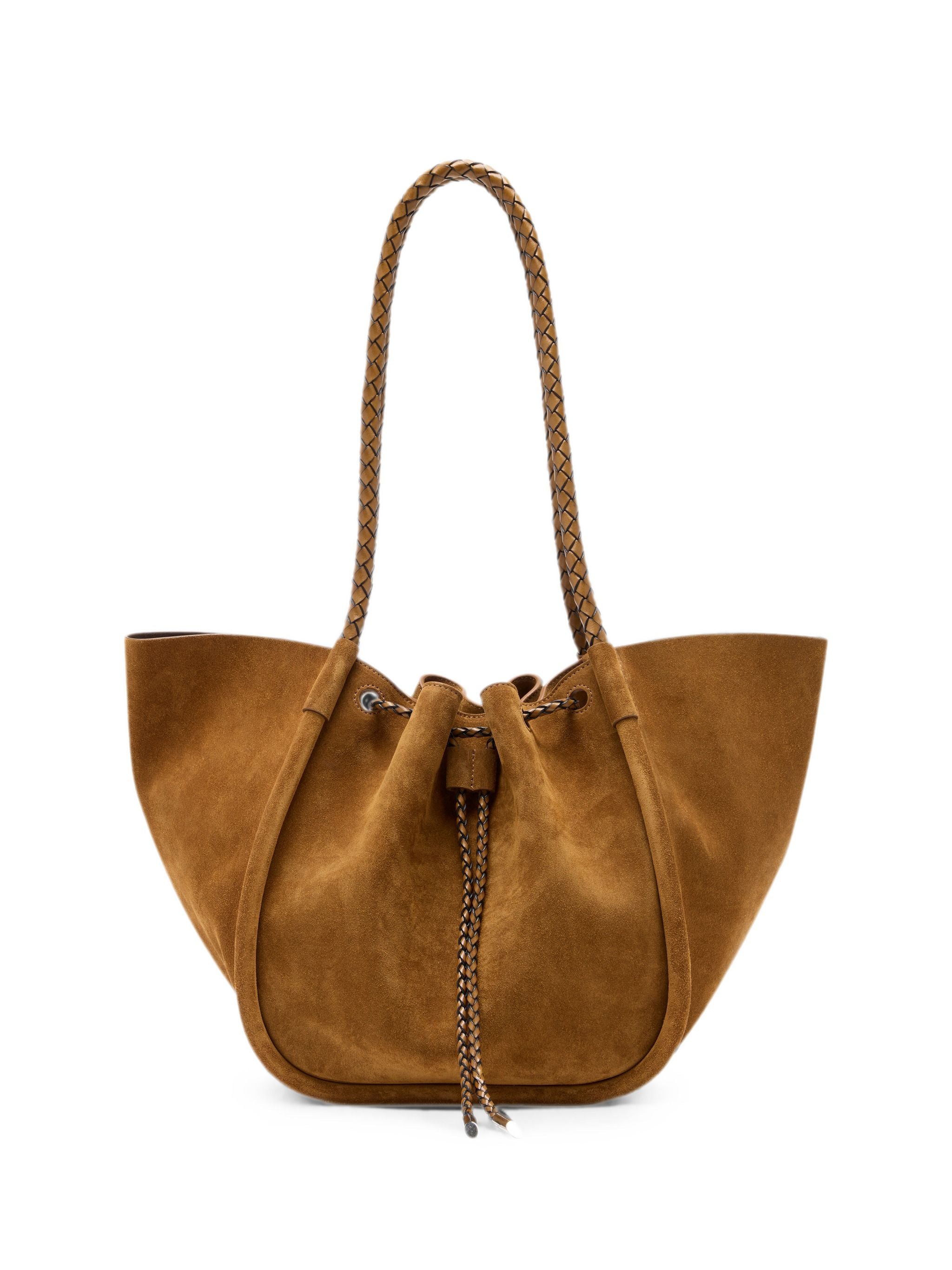 Cow Leather Polyurethane Large Ruched Tote