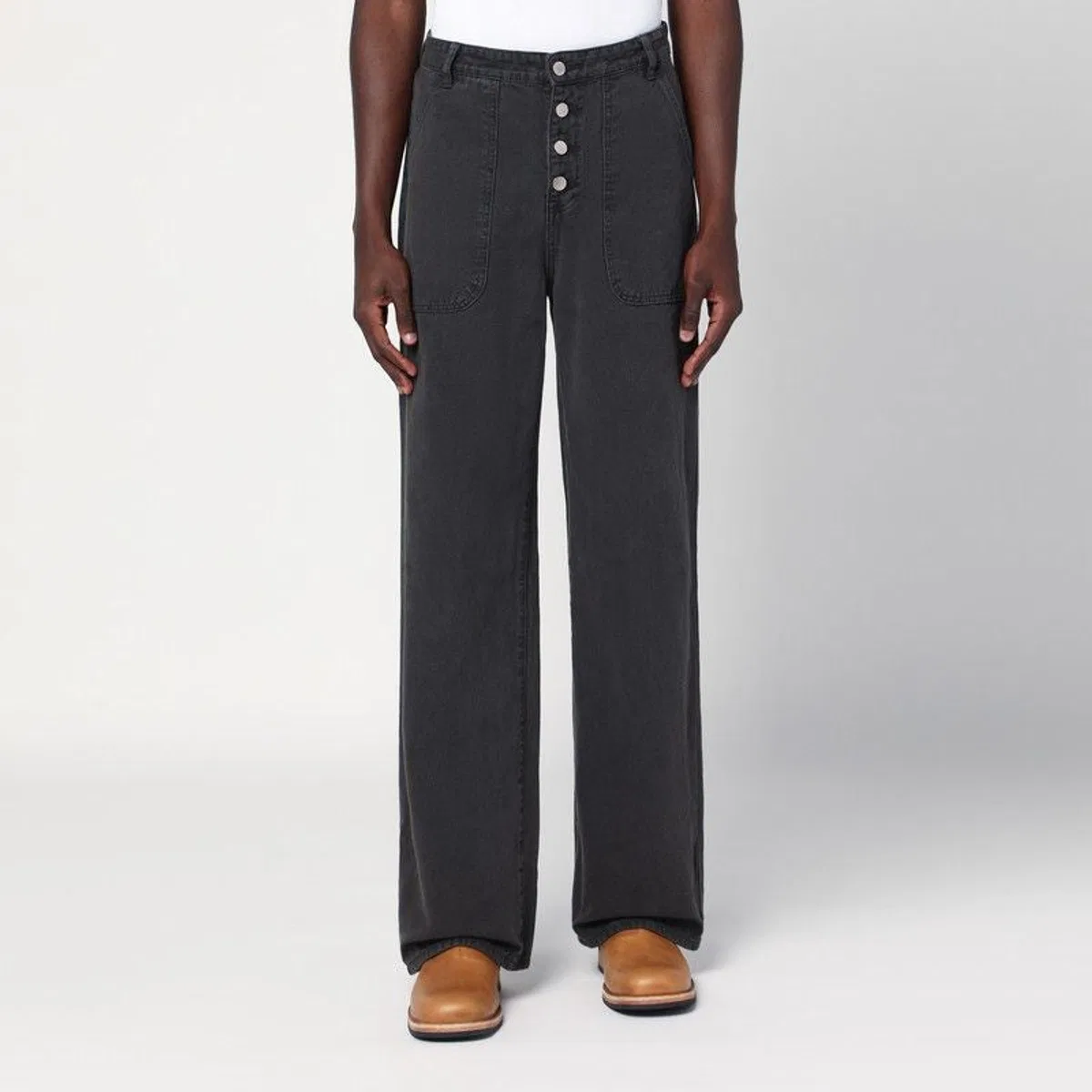 Wide-Leg Vintage Black Denim Pants