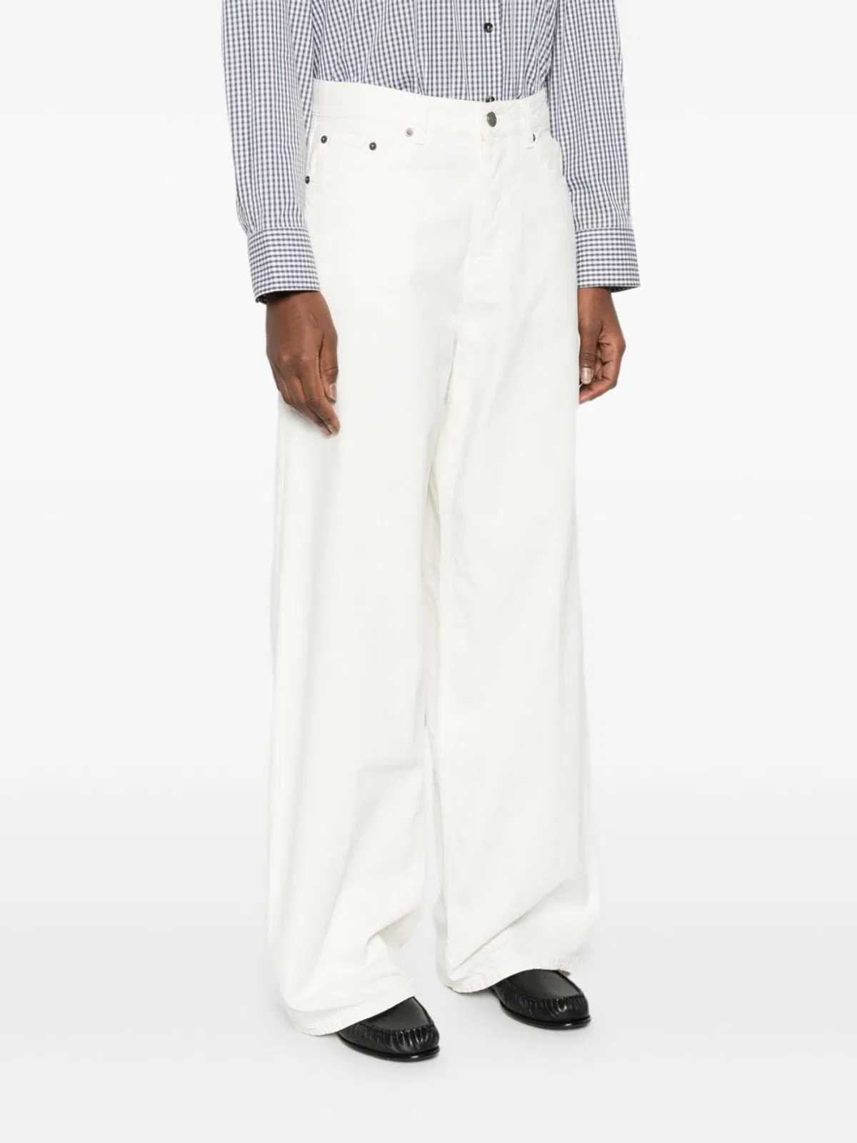 Haikure Bethany Twill Wide-leg Jeans 45 In White
