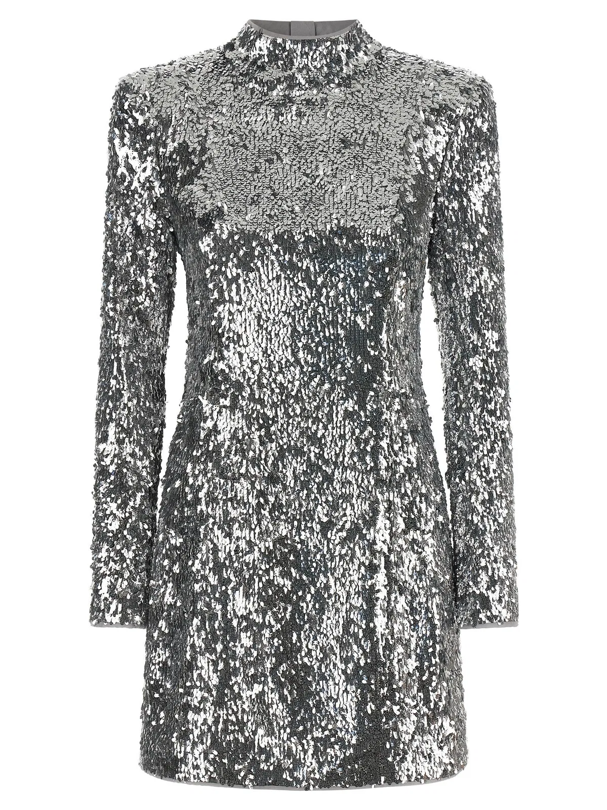 Balmain Sequin-embellished Structured-shoulder Mini Dress In Silver