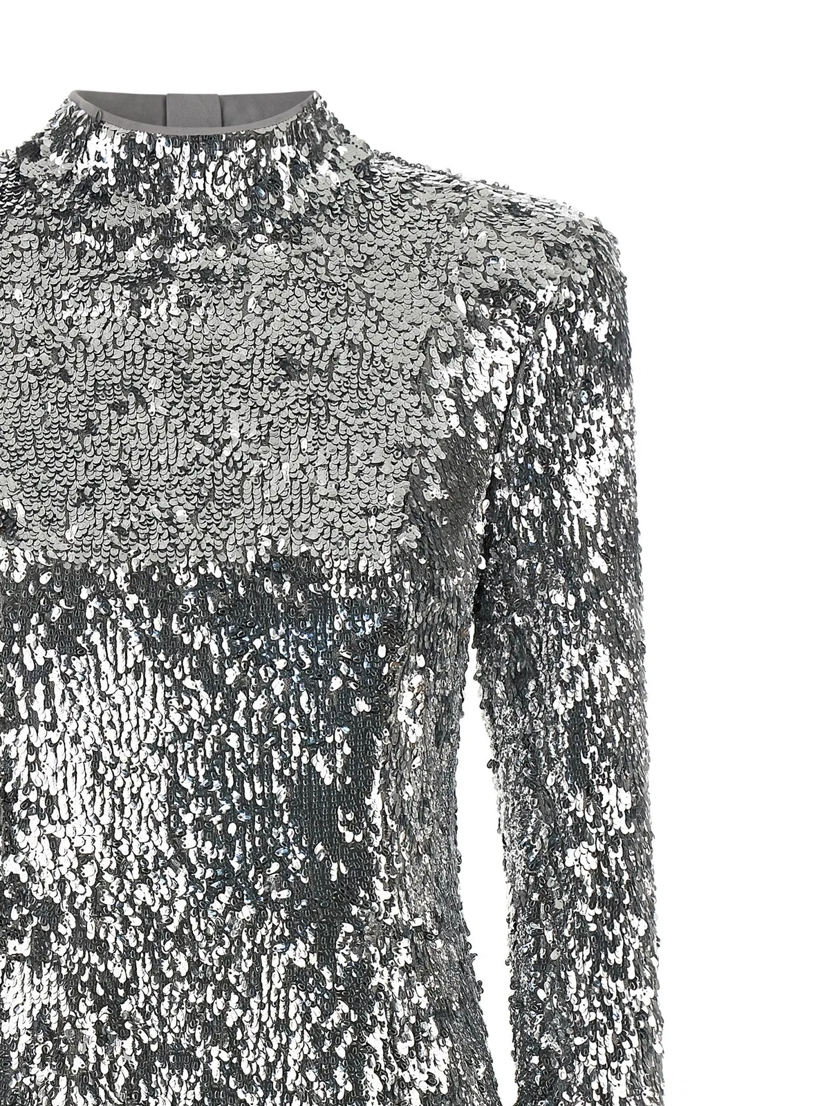 Balmain Sequin-embellished Structured-shoulder Mini Dress In Silver