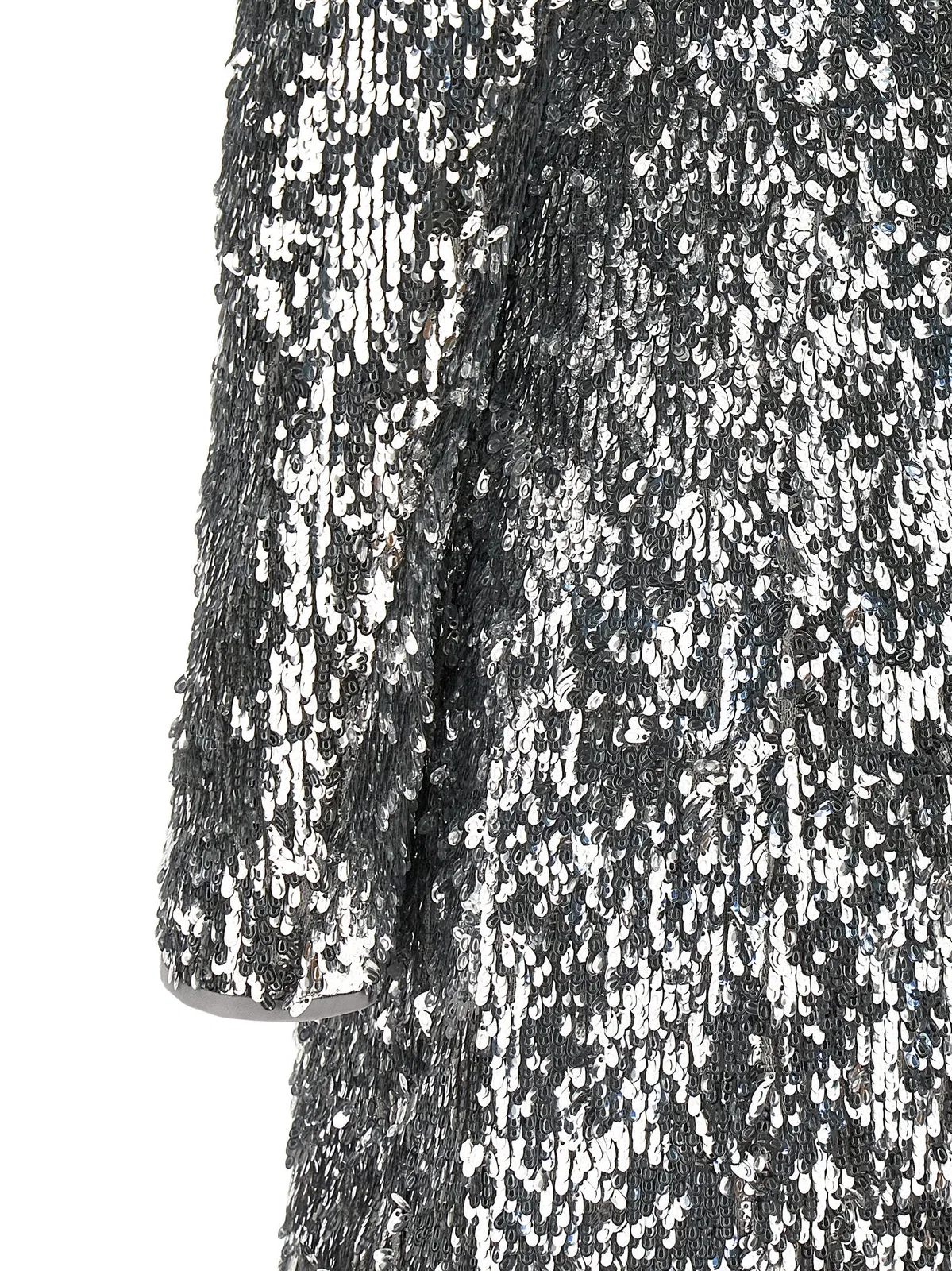 Balmain Sequin-embellished Structured-shoulder Mini Dress In Silver
