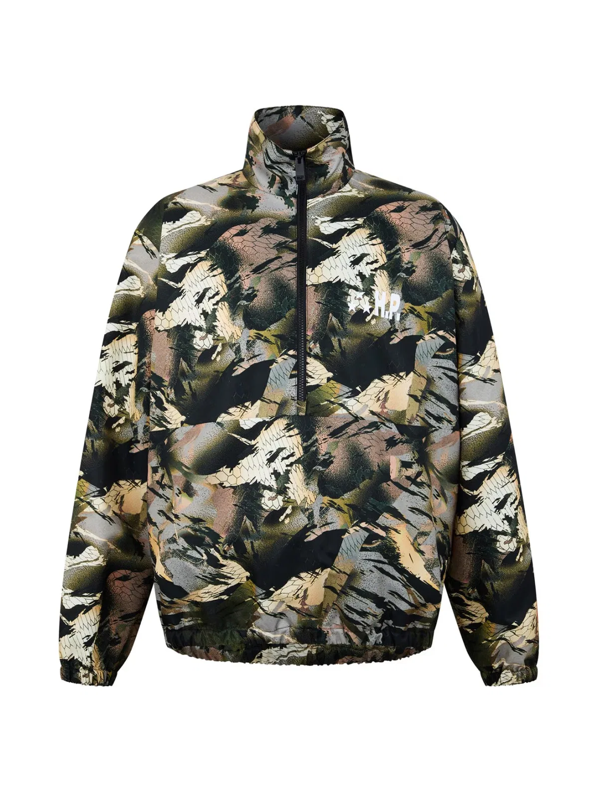Nylon Camo Logo Tape Windbreaker Jacket