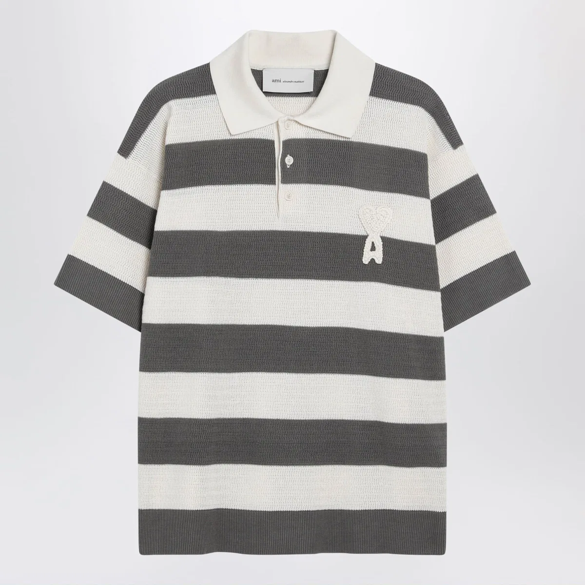 Ami De Coeur Striped Cotton Knit Polo Shirt