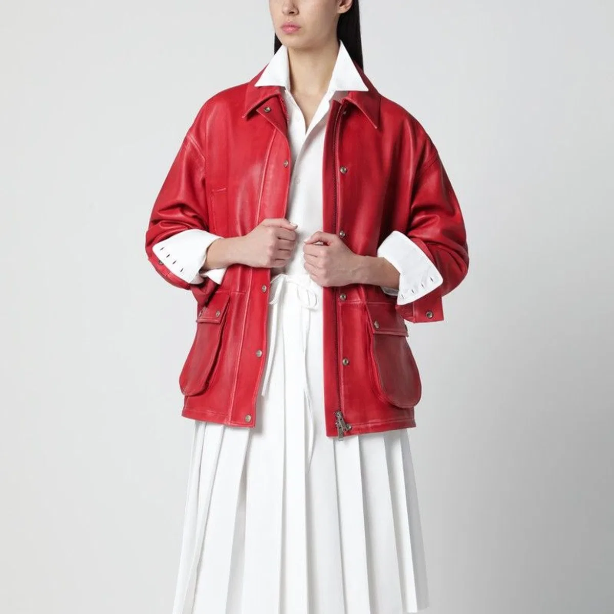 Red Leather Parka