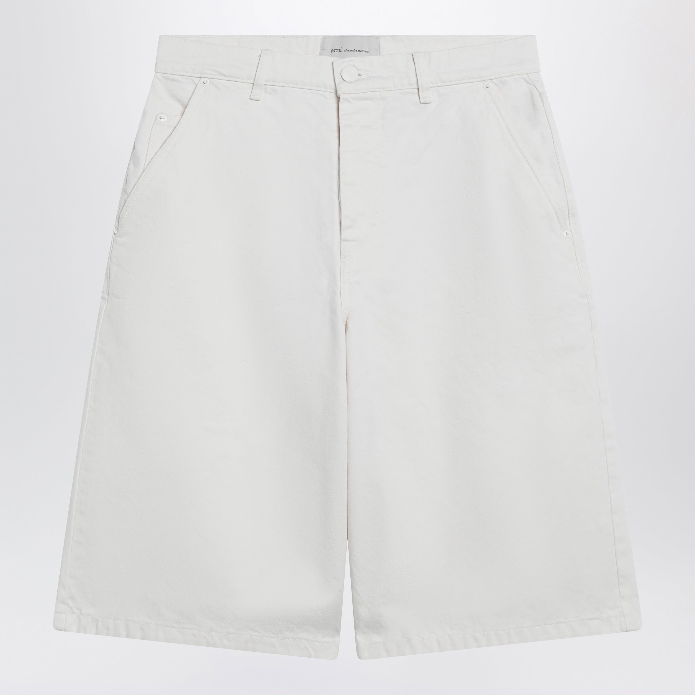 Wide-Fit Cotton Twill Bermuda Shorts In White