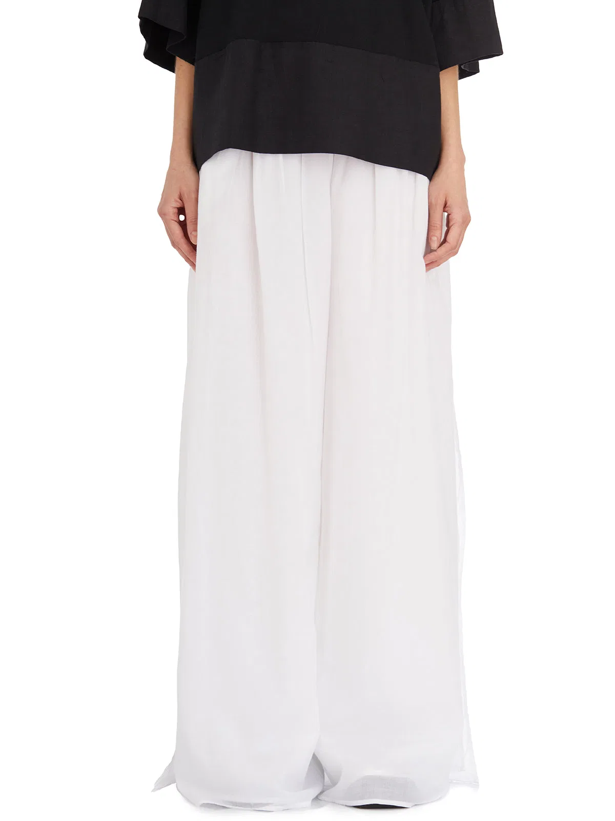 Pantaloni Vita Alta In Cotone
