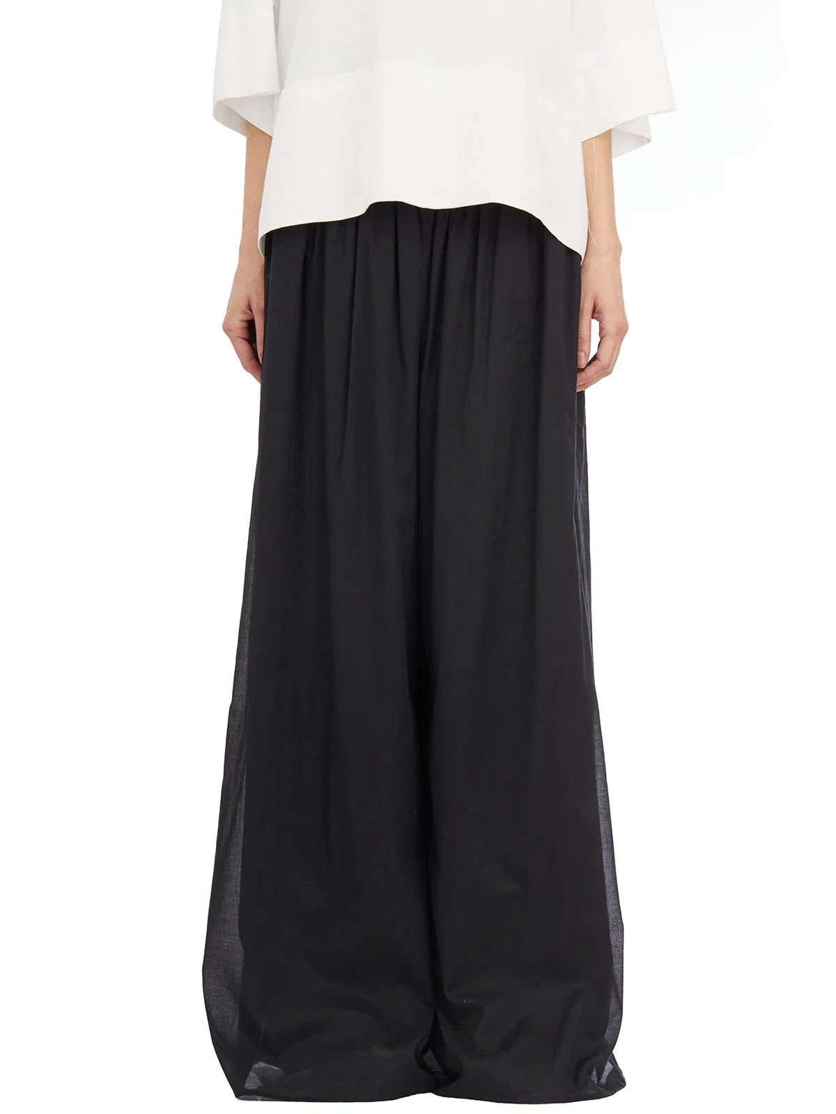 Pantaloni Vita Alta In Cotone