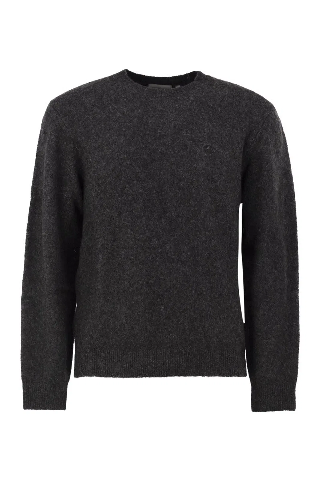 Carhartt Wip Mélange Crew Neck Knit With Embroidered Logo In Black