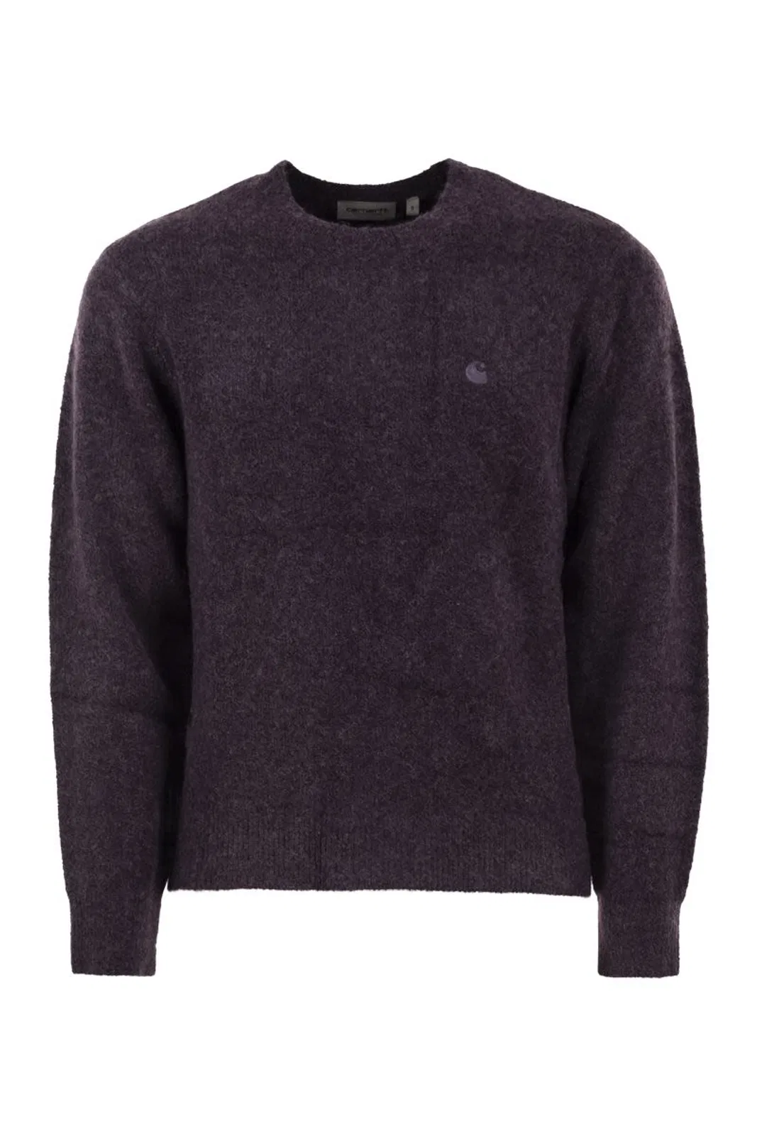 Carhartt Wip Mélange Crew Neck Knit With Embroidered Logo In Purple