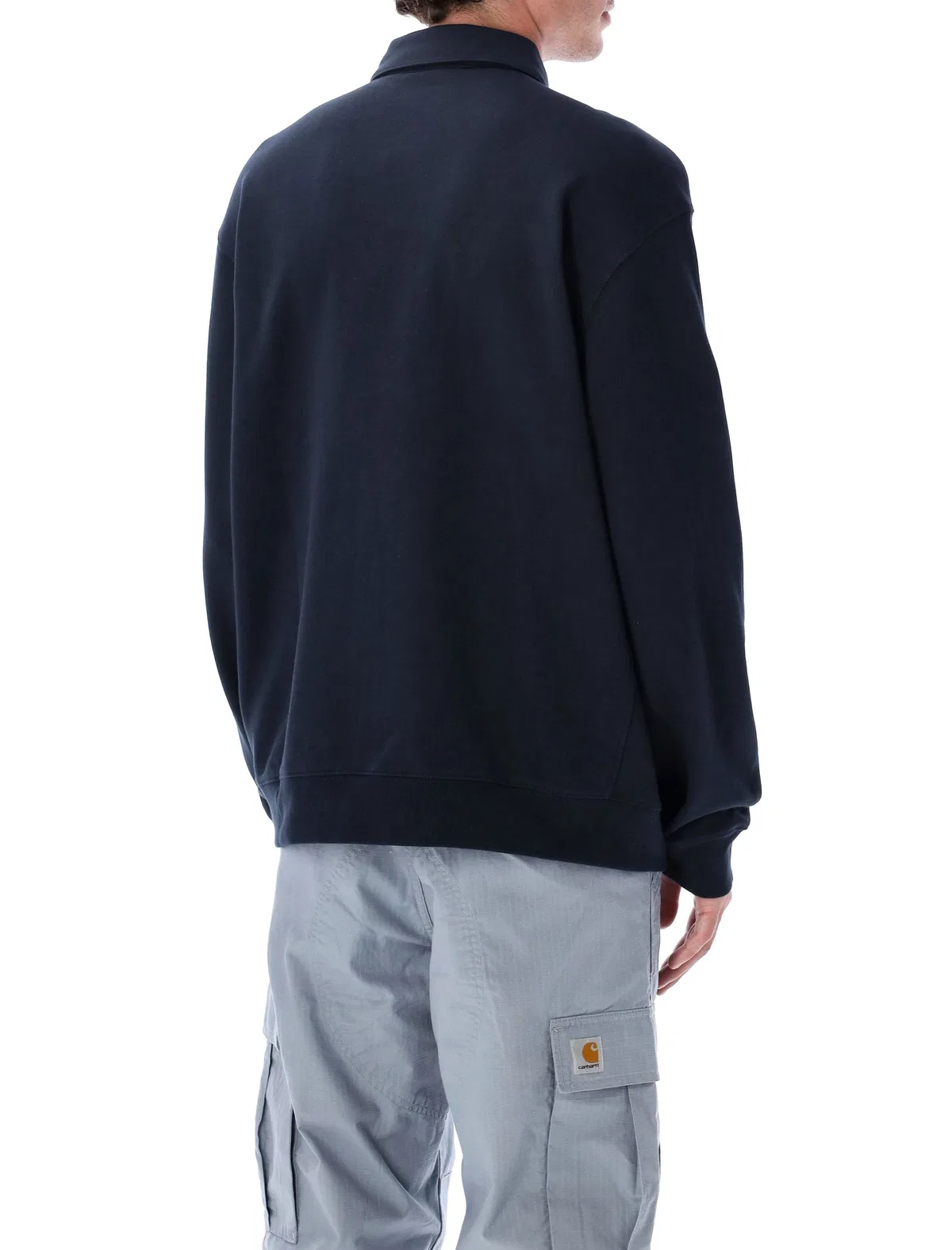 Black Cotton Polo Sweatshirt