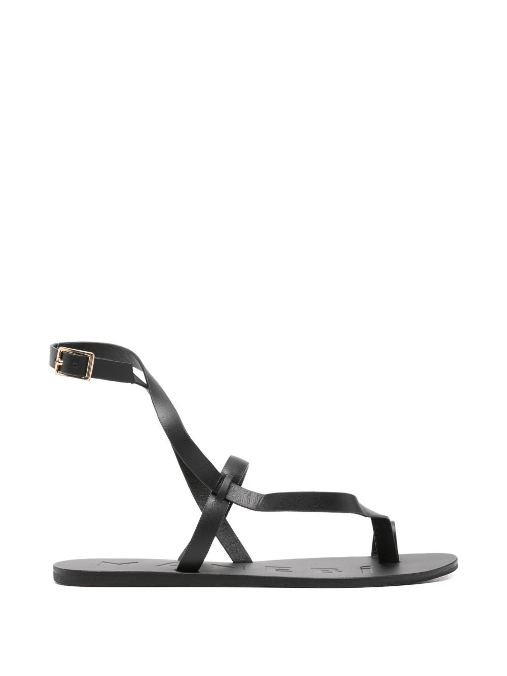 Manebi Black Raffia00 Goat Leather Buff Leather Solerubber Flats