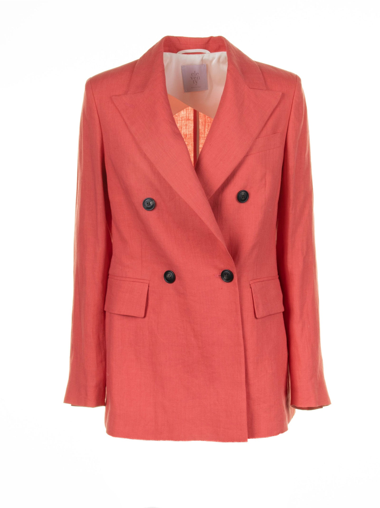 Coral Double-Breasted Linen Jacket